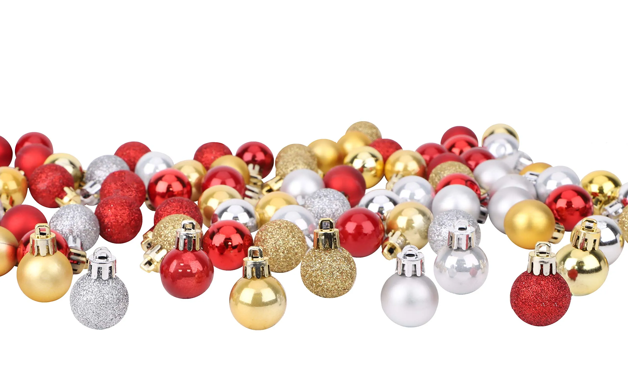 Toyland® - Set di 96 mini palline di Natale 32 rosse, 32 palline d'argento e 32 palline d'oro - 2,5 cm (25 mm)