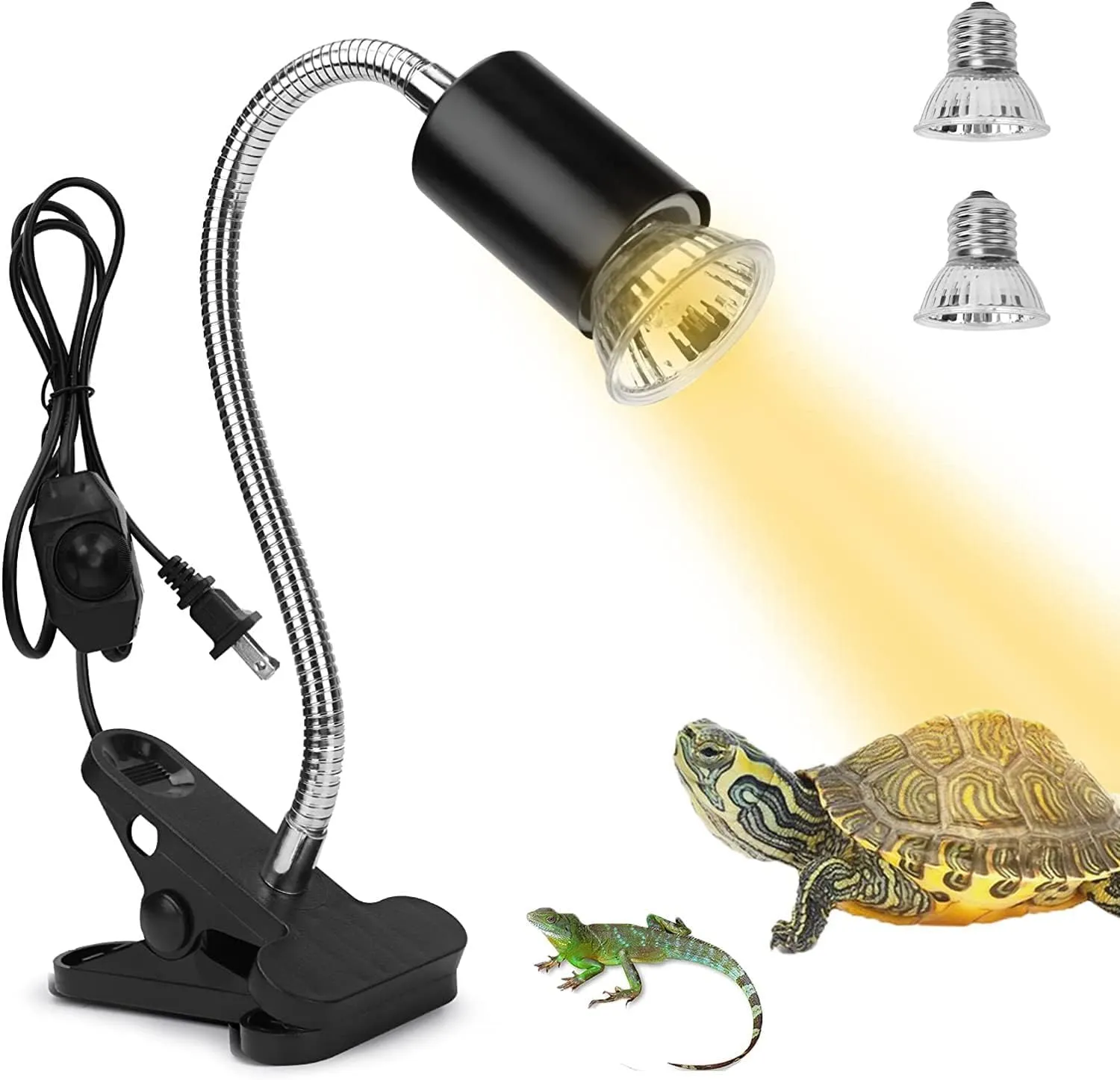 ROXIIFEE Lampada Riscaldante Tartarughe Rettile, Kit Illuminazione Tartaruga Acquario Include E27 25W 50W UVA UVB, per Rettile Anfibi Tartaruga