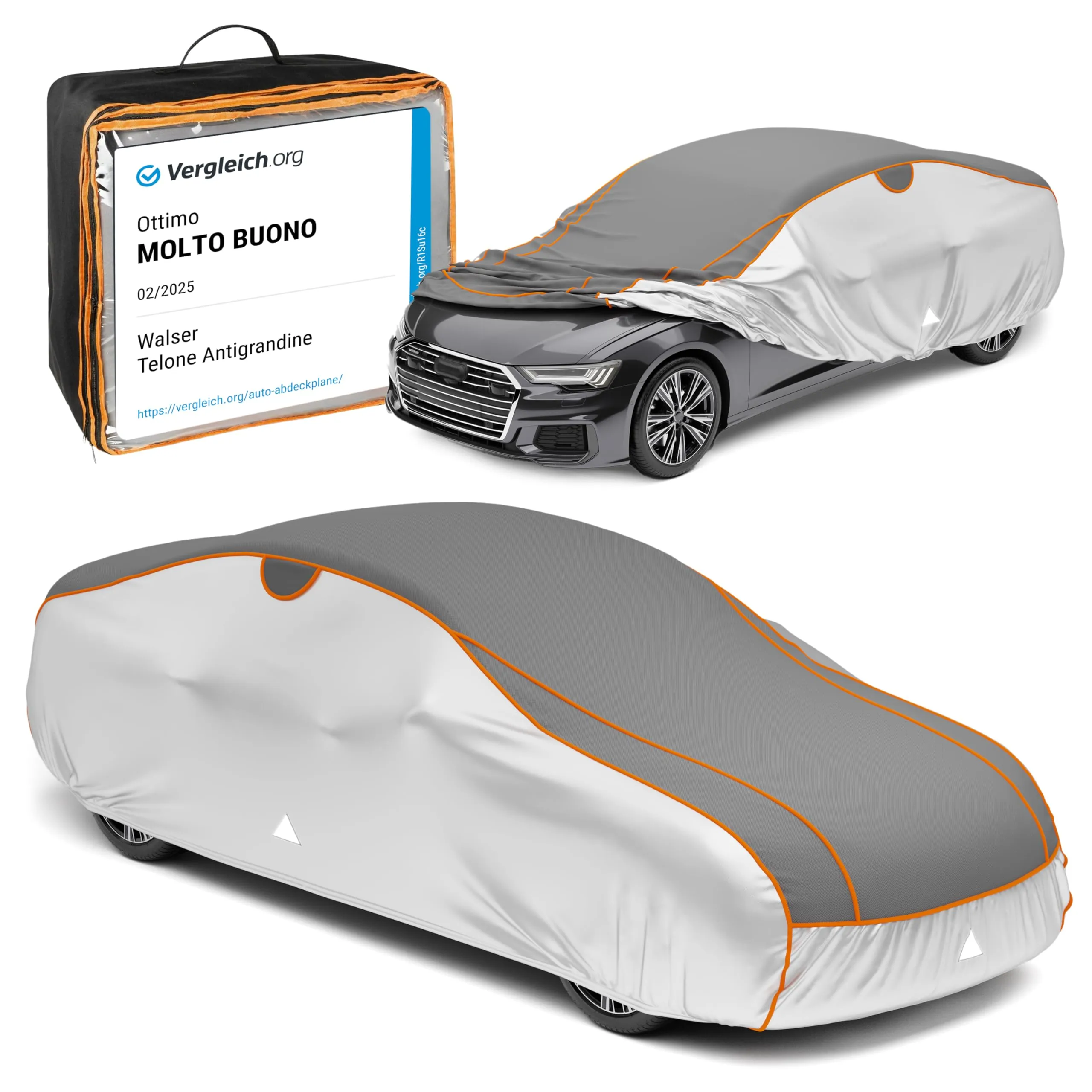 WALSER telo antigrandine per auto, Perma Protect, copertura per auto antigrandine con migliore qualità-prezzo*, telo protettivo idrorepellente, Copriauto traspirante Misura 2
