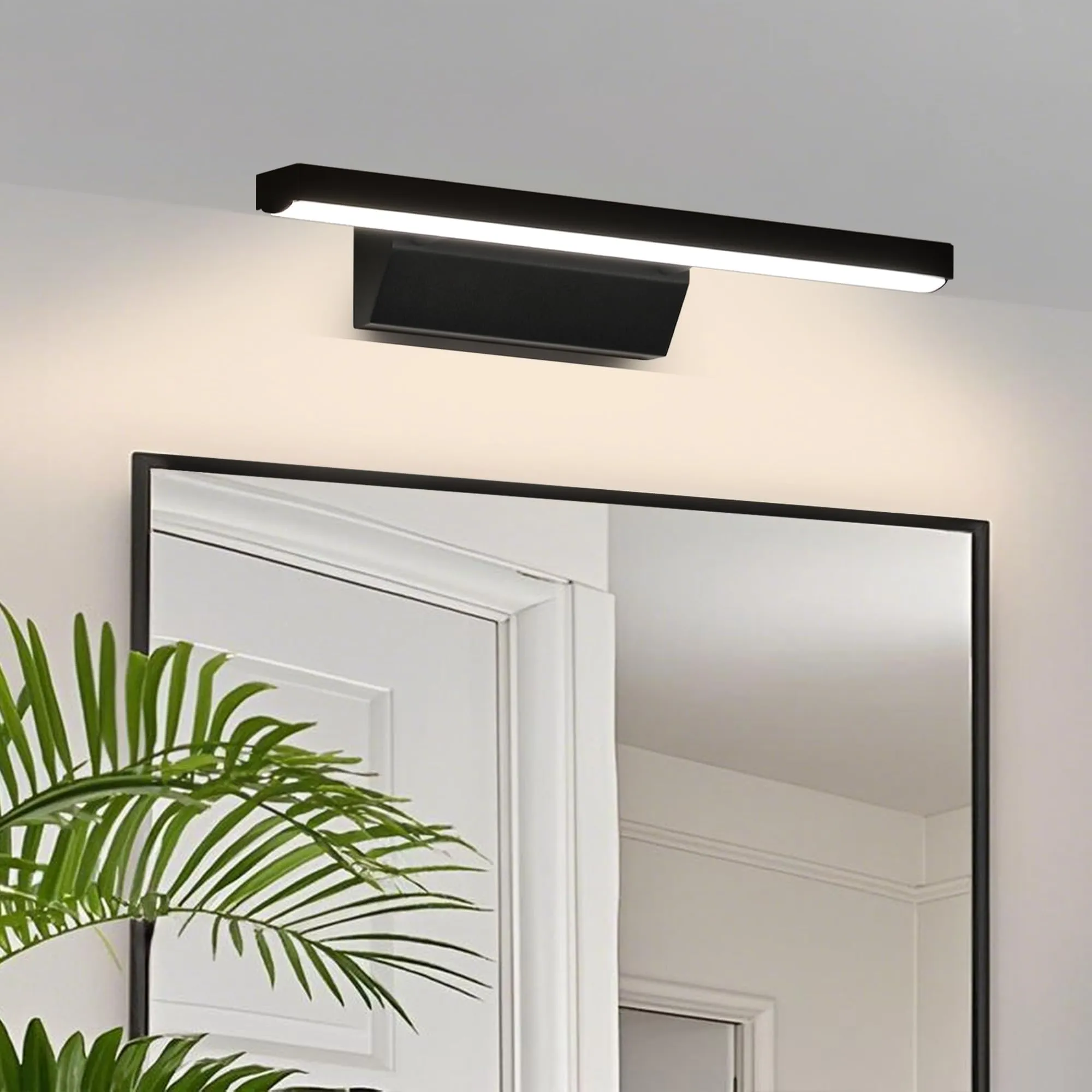 YHTlaeh LED Specchio Lampada 9W 680lm Bagno Bianco Neutro 4000K IP44 No Flicker 230V (Nero, 40cm)