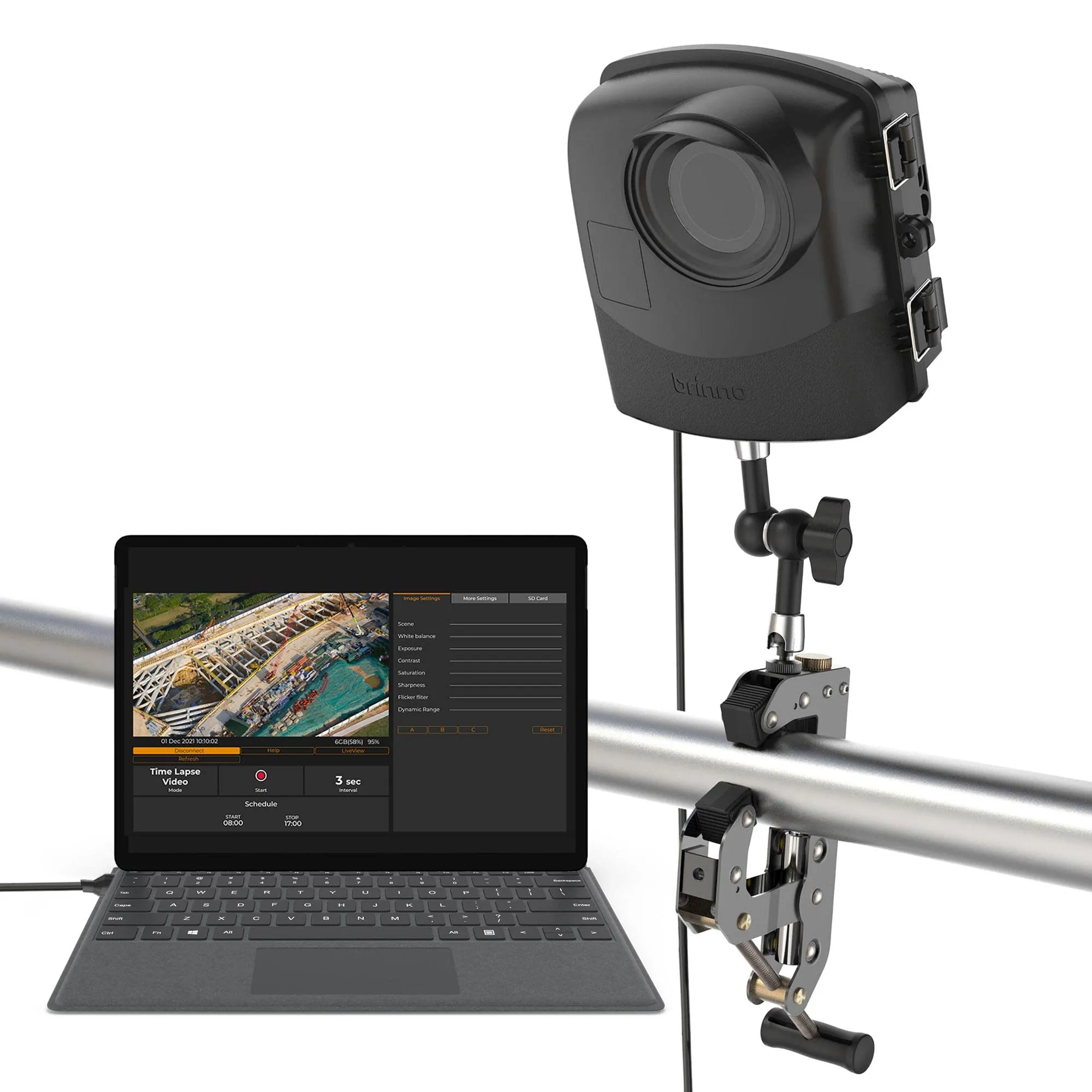Brinno BCC2000 Plus Construction Camera Bundle | Includes: Full HD TLC2000 Time Lapse Camera, 32-ft Extender for Laptop/Tablet, Clamp Mount & Waterproof Case