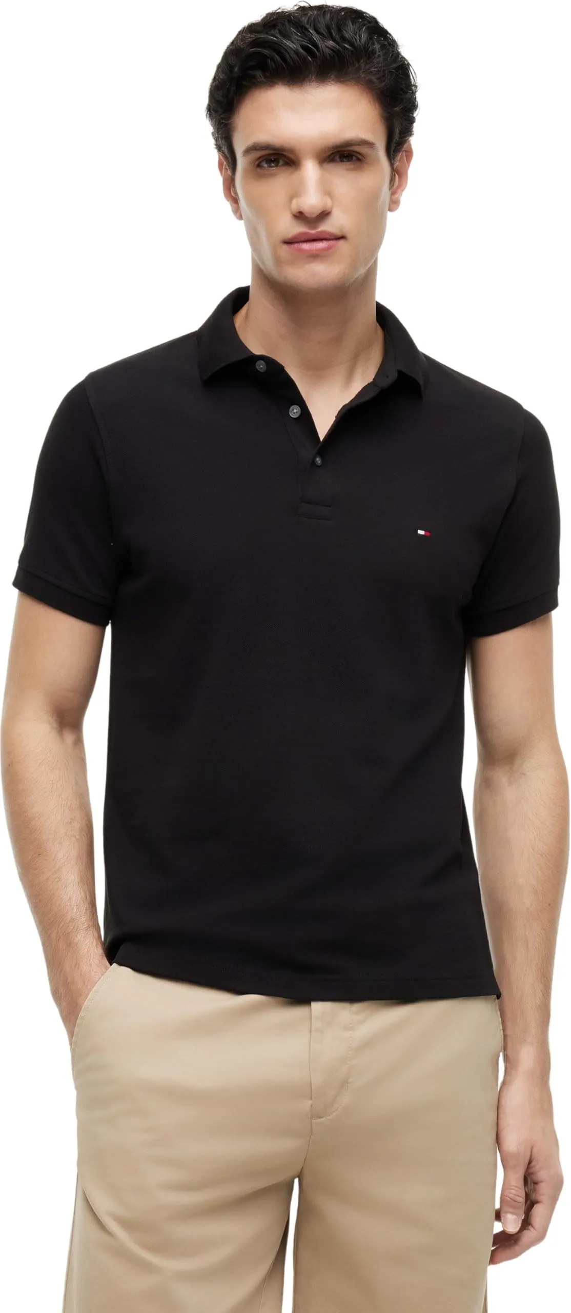 Tommy Hilfiger 1985 Slim Polo Mw0mw17771 Polo a maniche corte, Nero (Black), L Uomo