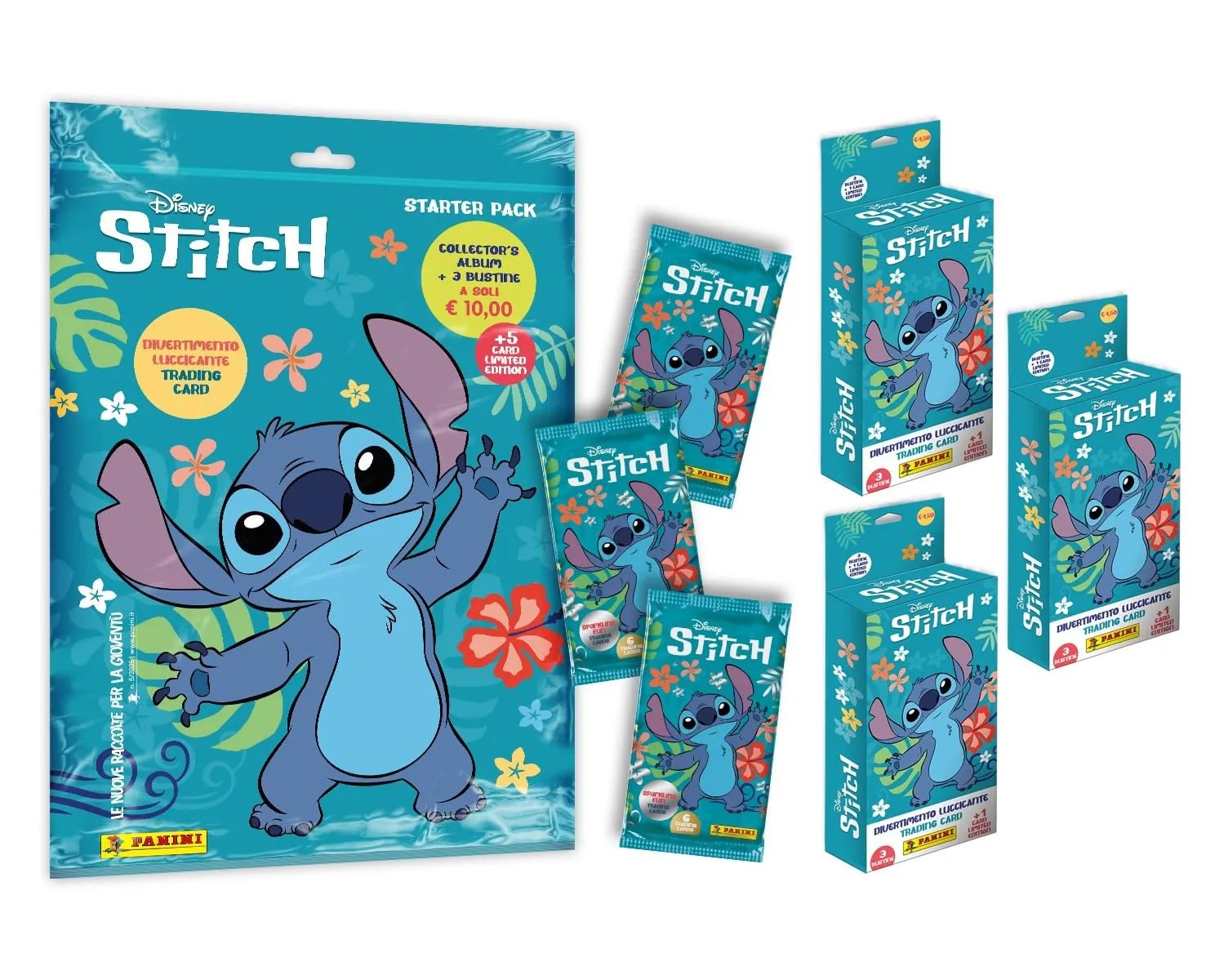 Disney Stitch: Divertimento Luccicante - Trading Card Collection - Super Starter Pack Panini [Raccoglitore + 12 Bustine + 8 Card Limited Edition]