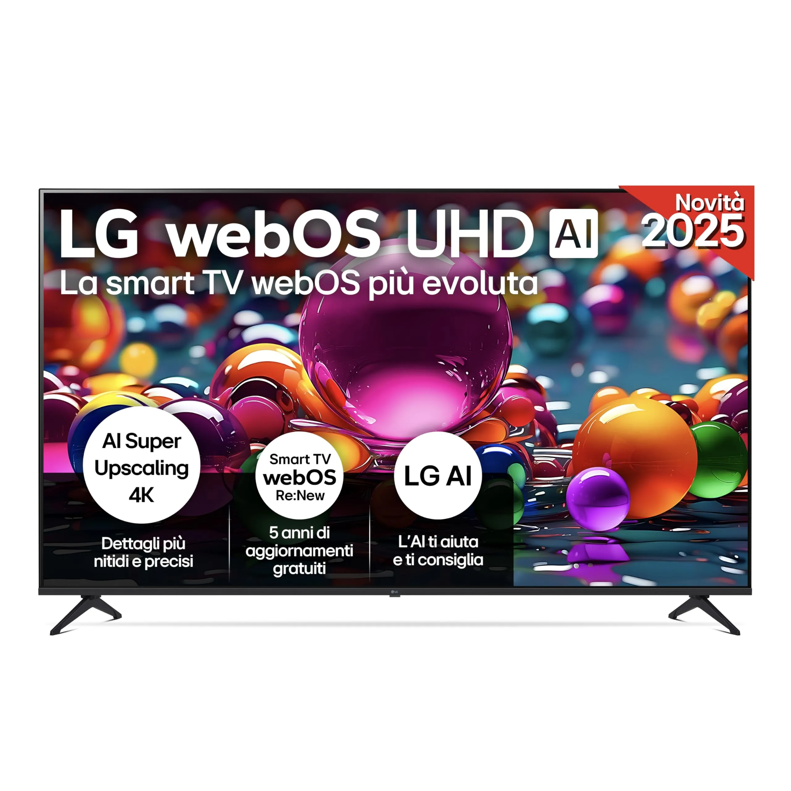 LG webOS UHD AI UA75 TV 86 pollici, Smart TV 4K Ultra HD, Processore α7 Gen8, webOS con AI, Filmmaker mode, HDR10, Gaming con VRR 4K@60Hz, Game Optimizer, Wi-Fi, 86UA75006LA 2025