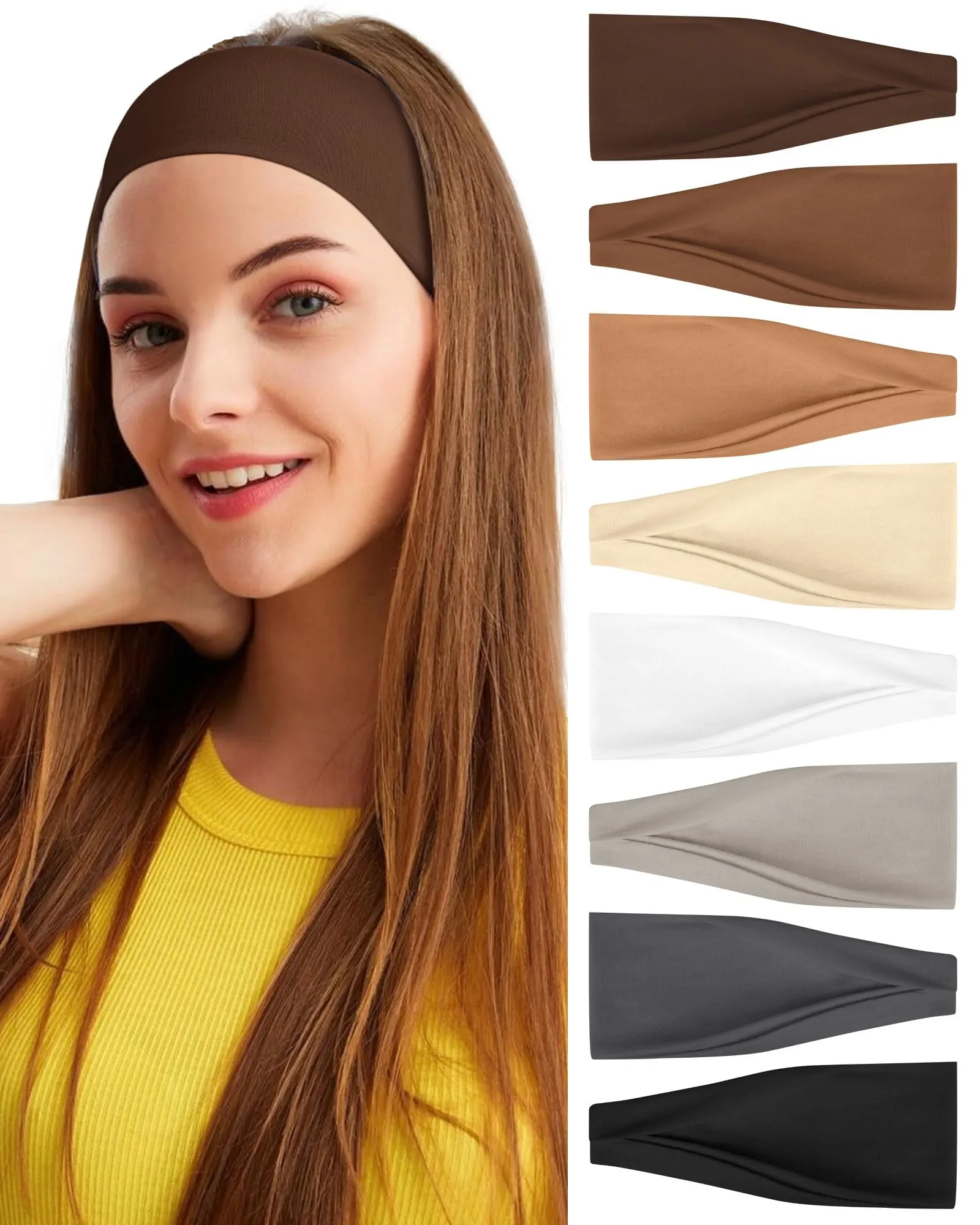 BELEVO 8 fasce per capelli da donna, elastiche, morbide, per adulti, antiscivolo, per yoga, sport, accessori alla moda