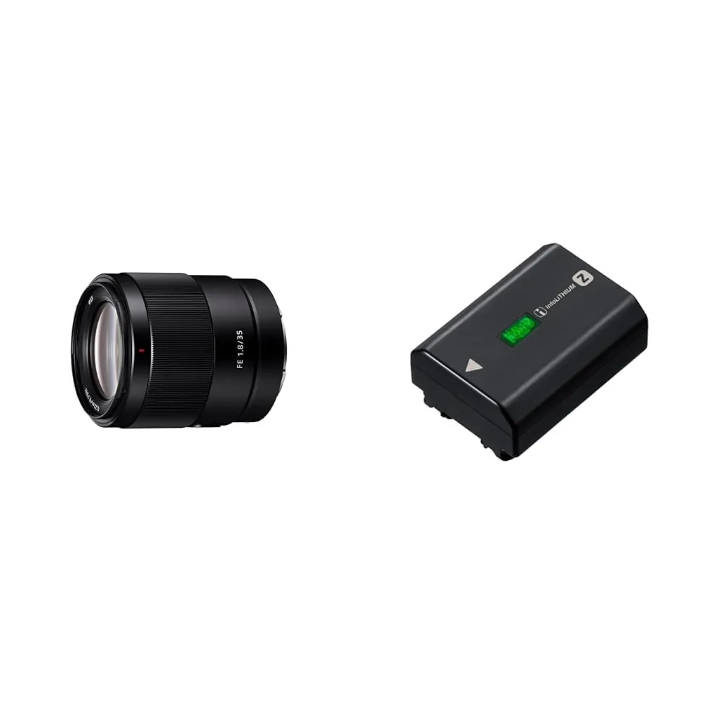 Sony Fe 35Mm F/1.8 | Obiettivo A Focale Fissa, Full-Frame, Grandangolare (Sel35F18F) & NP-FZ100 - Batteria originale ricaricabile per Fotocamere Alpha 6600, 7C, 7M3, 7RM3, 7RM4, 7SM3, 9, 9M2, 1