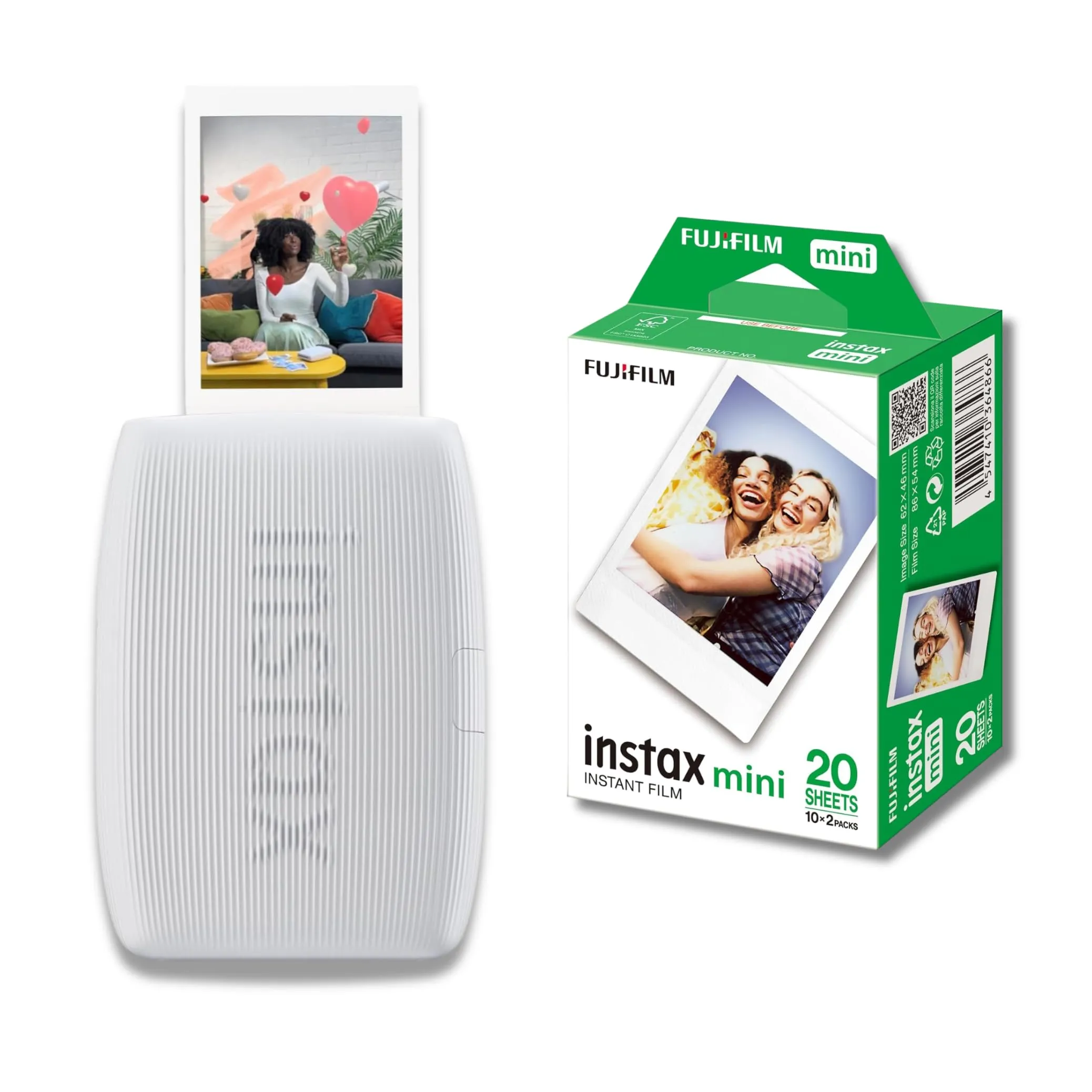 instax Fujifilm mini Link 3 Clay White | Mini Stampante per Smartphone + Confezione da 20 Pellicole mini
