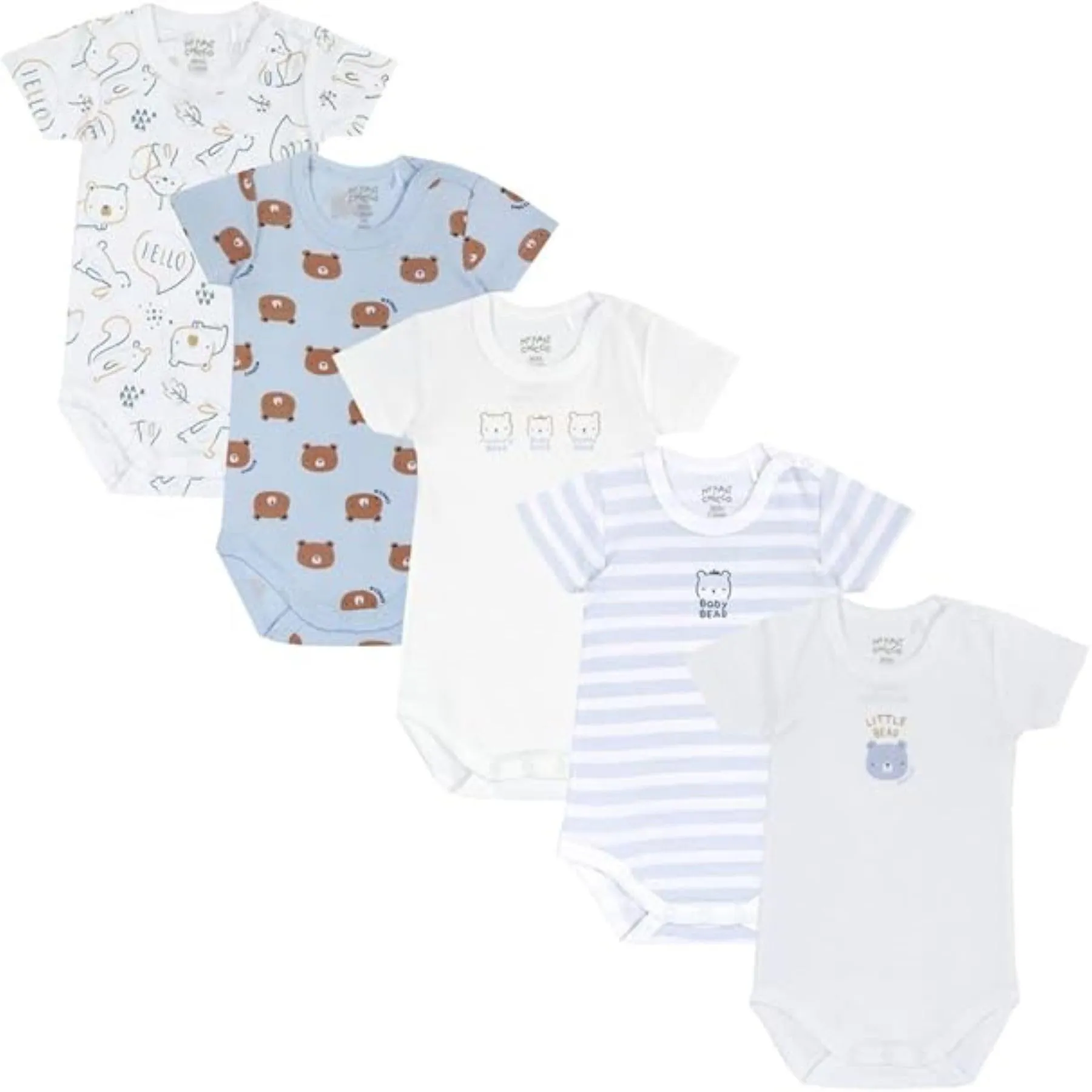 Chicco, Body Neonato e Neonata, Set di 5 Body a Maniche Corte 100% Cotone, Unisex Bambino e Bambina 0-24 Mesi, Designed in Italy