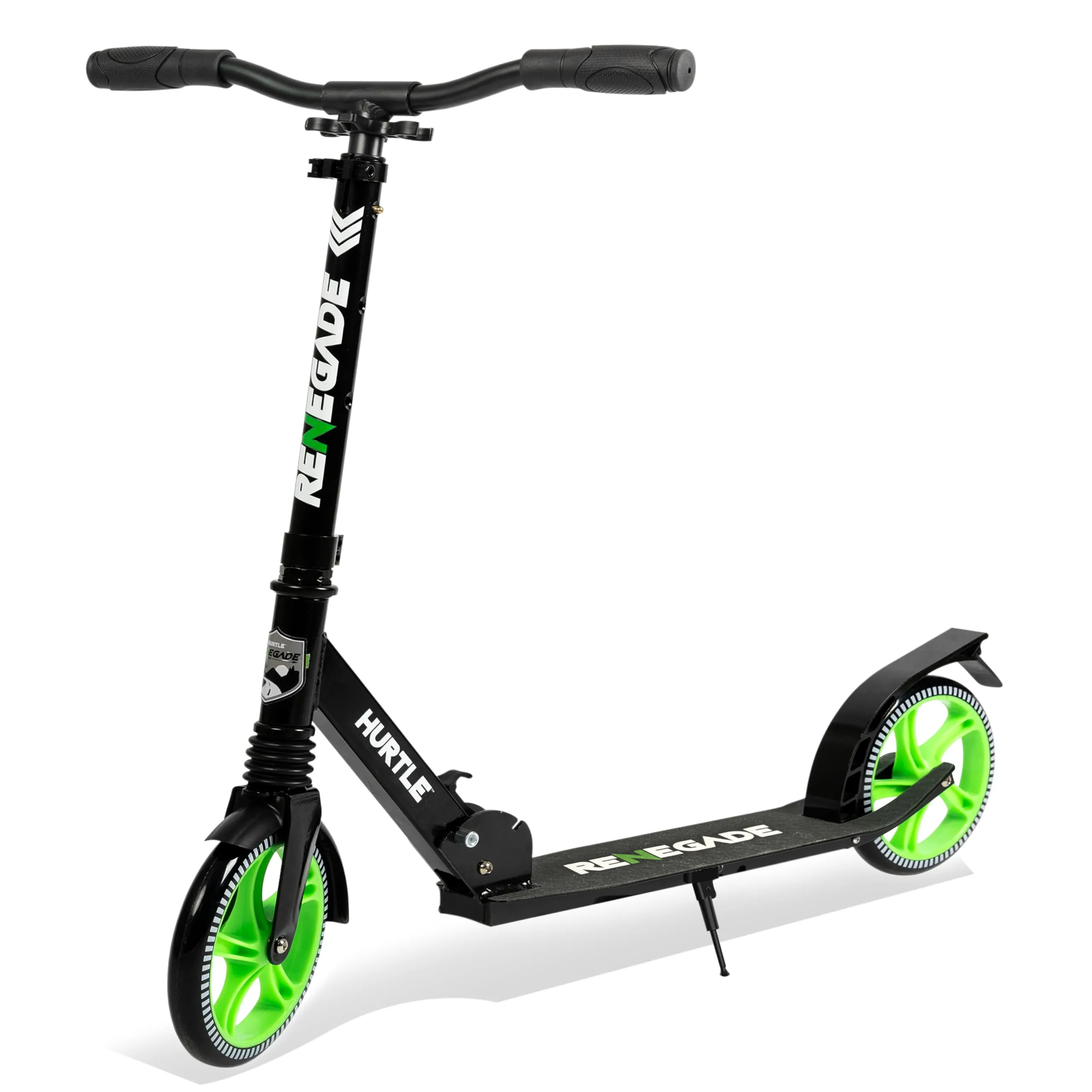 Hurtle Renegade Monopattino a 2 Ruote per Bambini, Adolescenti e Adulti - Manubrio a T Regolabile, Pedana in Lega Antiscivolo, Pieghevole e Portatile con Tracolla