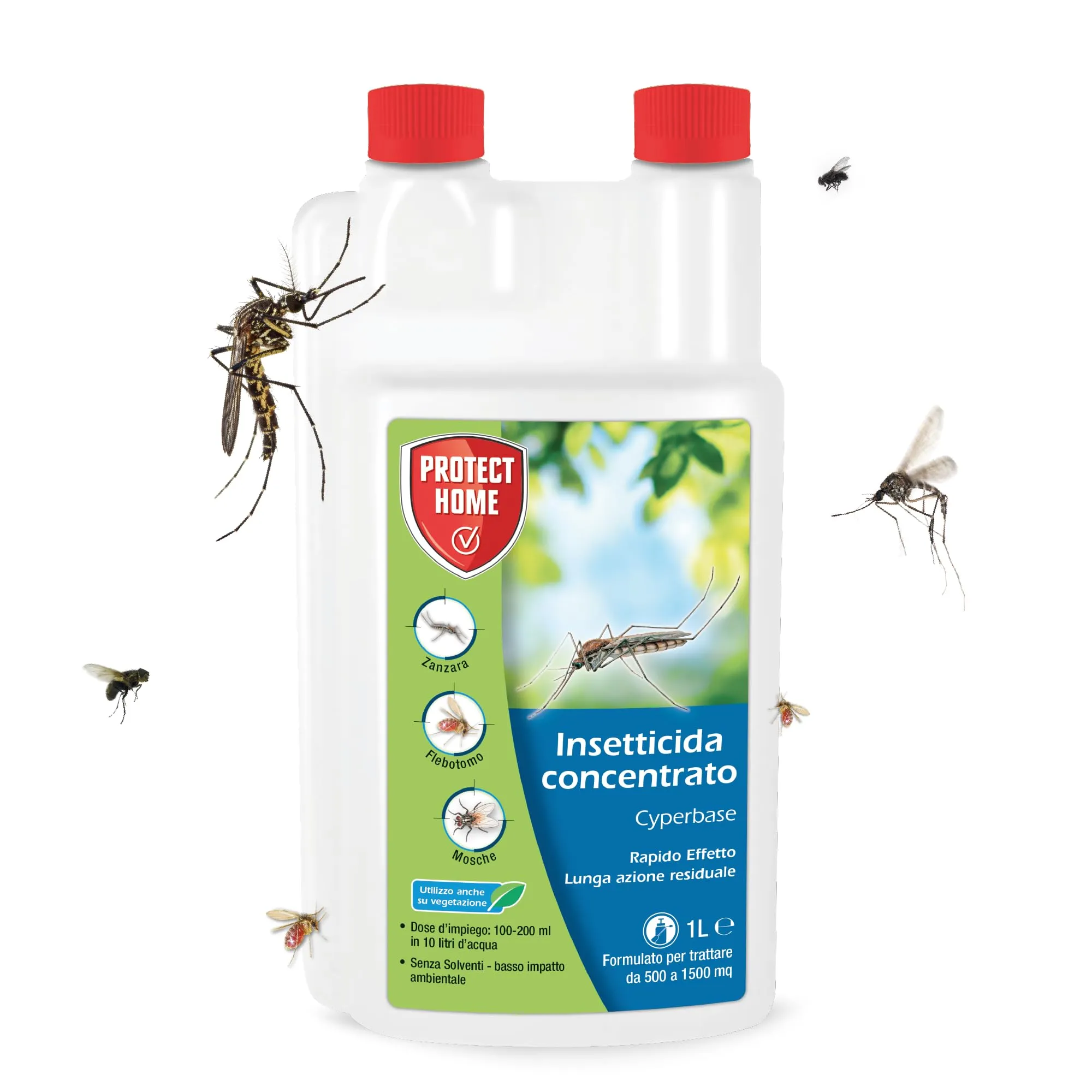 Protect Home Cyperbase Insetticida Concentrato ad Ampio Spettro contro Zanzare Cimici Mosche Pulci Ampio Spettro