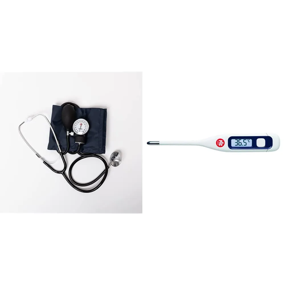 Pic Solution Misuratore di Pressione Aneroide con Stetoscopio per Uso Professionale ClassicStethoMED & Pic Solution Termometro Digitale Vedo Family