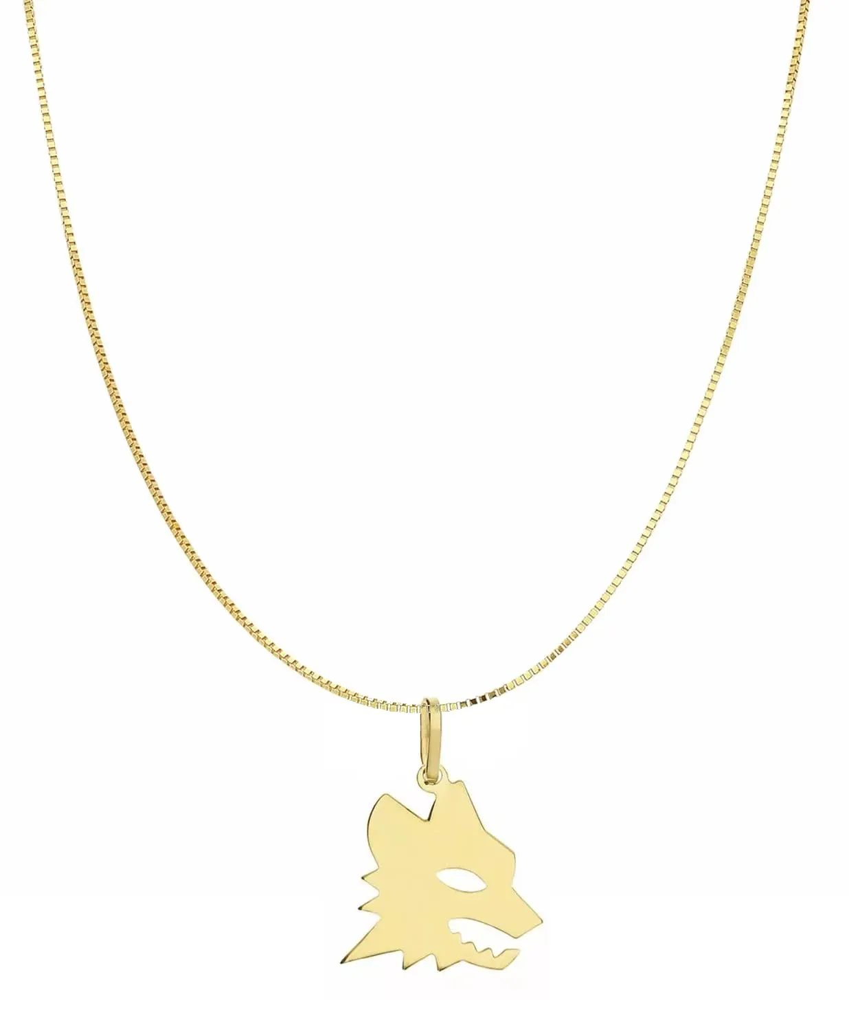 Collana Uomo Donna Lupo Lupetto Roma Stemma Squadra Argento 925 Placcato Oro 18k Fatta a Mano (50 cm)