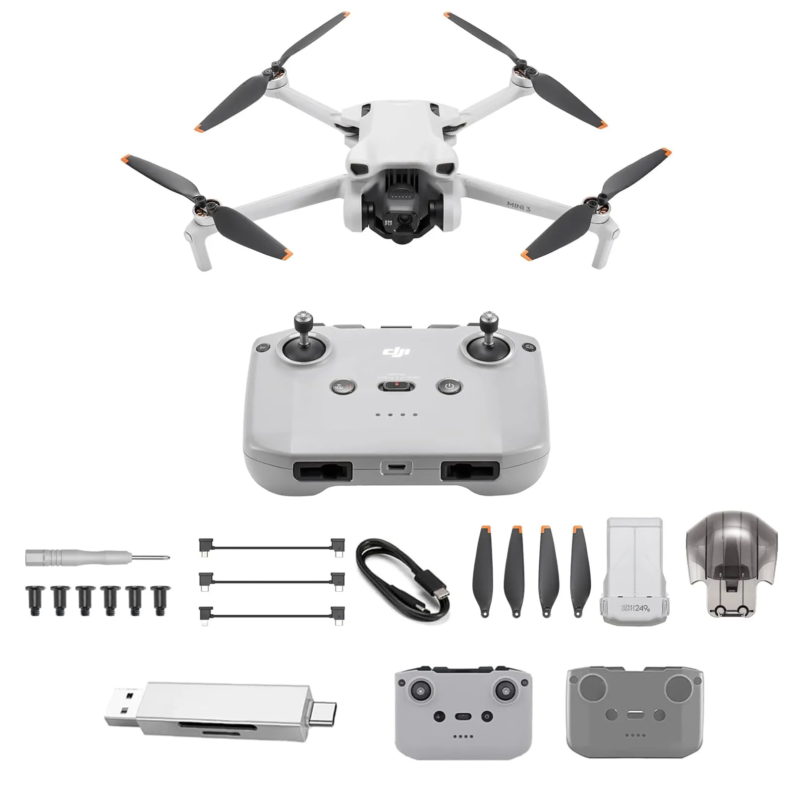 DJI Mini 3 Bundle – Mini Drone con Fotocamera Pieghevole e Leggero con Video in 4K HDR, Autonomia di 38 Minuti, Riprese Verticali Native e Funzioni Intelligenti