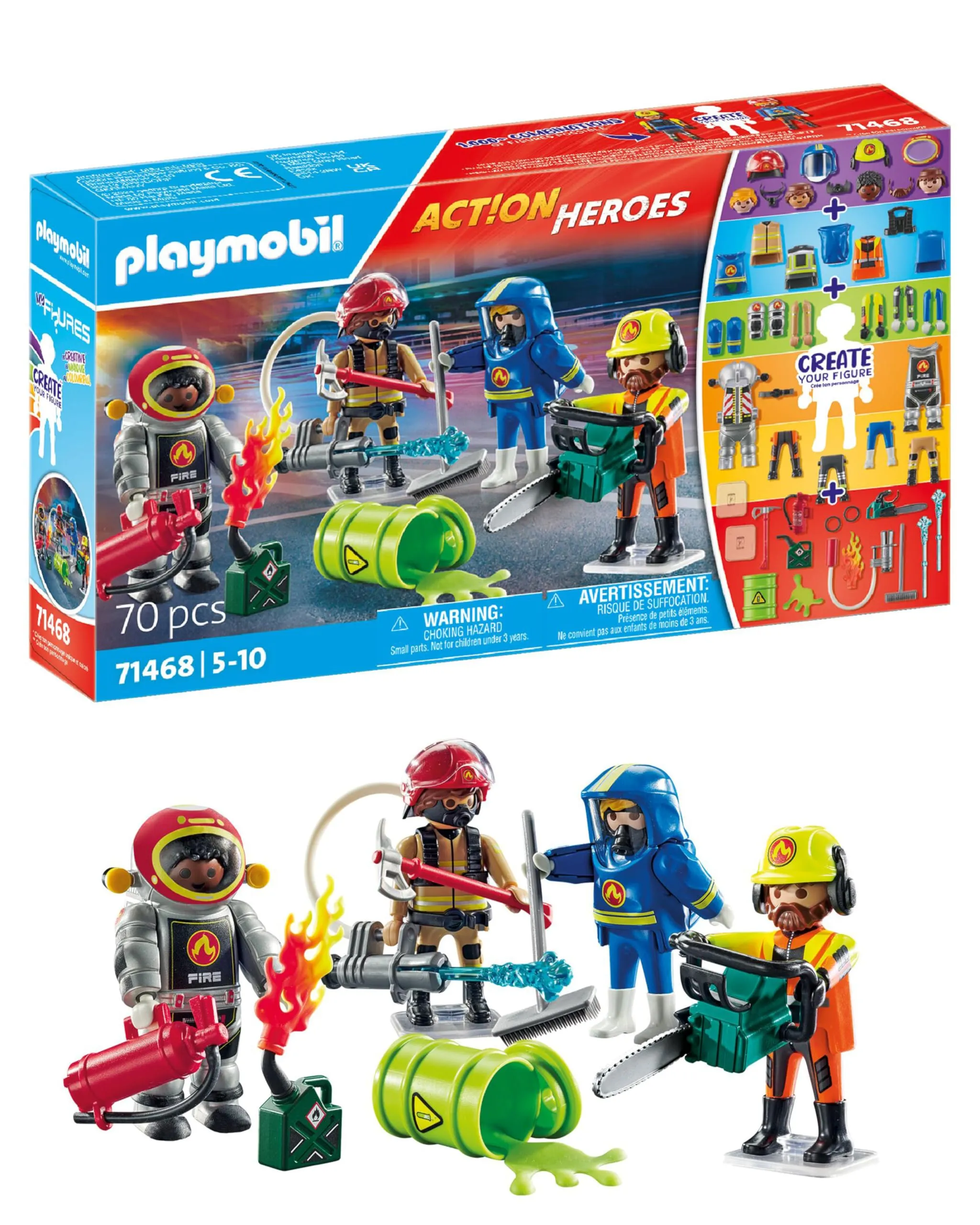 PLAYMOBIL Action Heroes 71468 My Figures: Pompieri, con Figure Personalizzate e Accessori Staccabili, Giochi di Ruolo Divertenti, Giocattolo sostenibile per Bambini dai 5 Anni in su