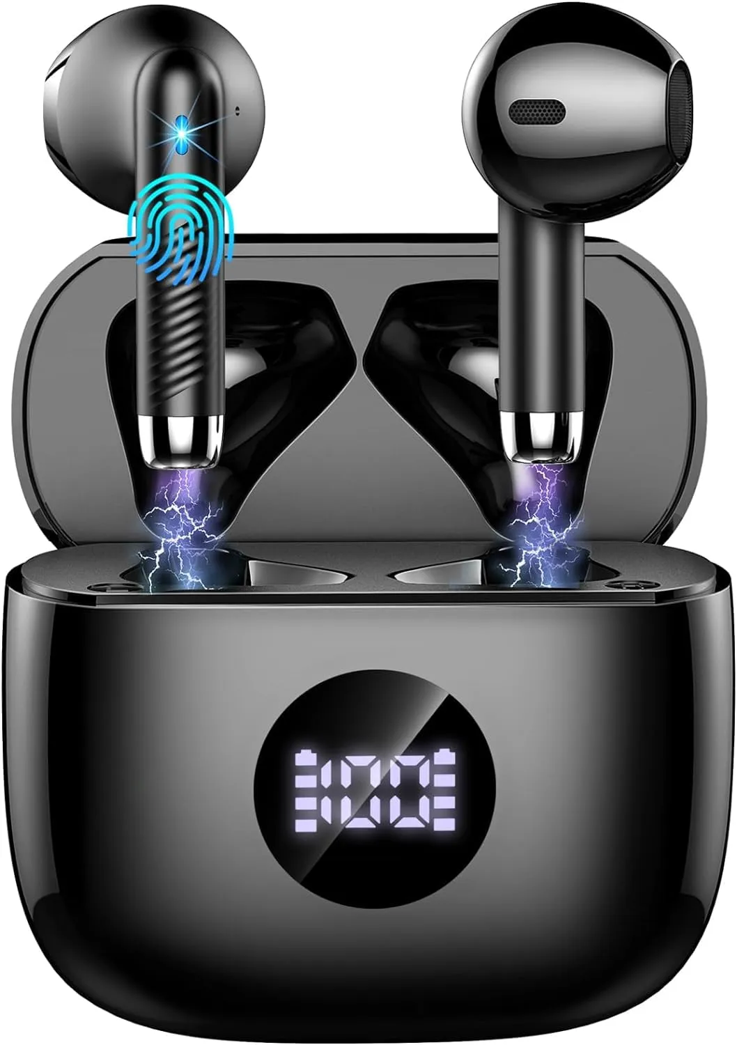 Cuffie Bluetooth Auricolari Bluetooth 5.4, Cuffie Wireless con 4 ENC Cancellazione Rumore Mic, Cuffie in Ear 40 Ore di Riproduzione, Cuffie Senza Filo HiFi Stereo IP7 Impermeabili nero