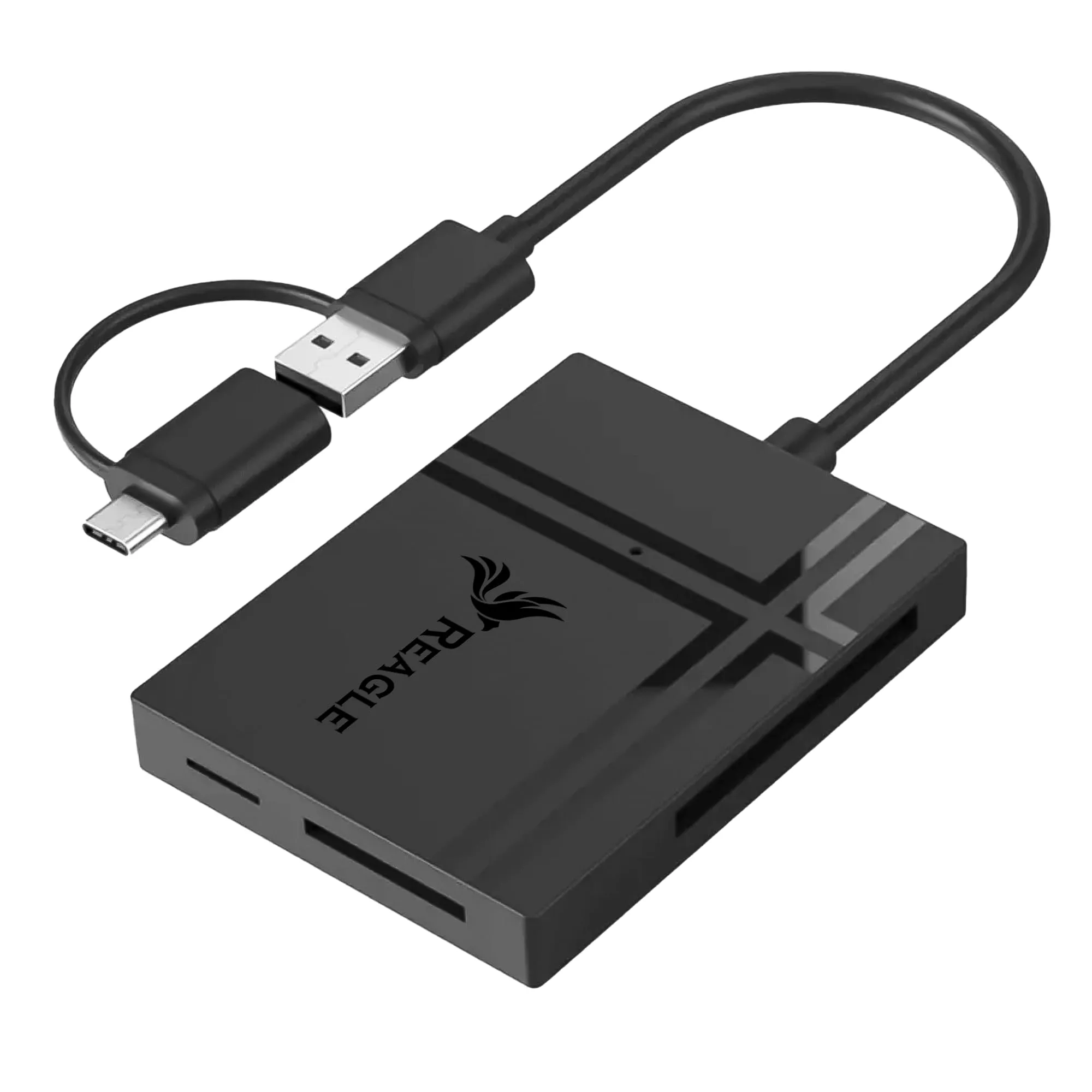 REAGLE 5 in 1 TF SD MS CF XD MicroSD Lettore di schede USB C OTG 5 Gb/s Adattatore 2 in 1 Connettore USB-C USB-A USB 3.2 Gen 1 Compatibile con Telefono Laptop Desktop