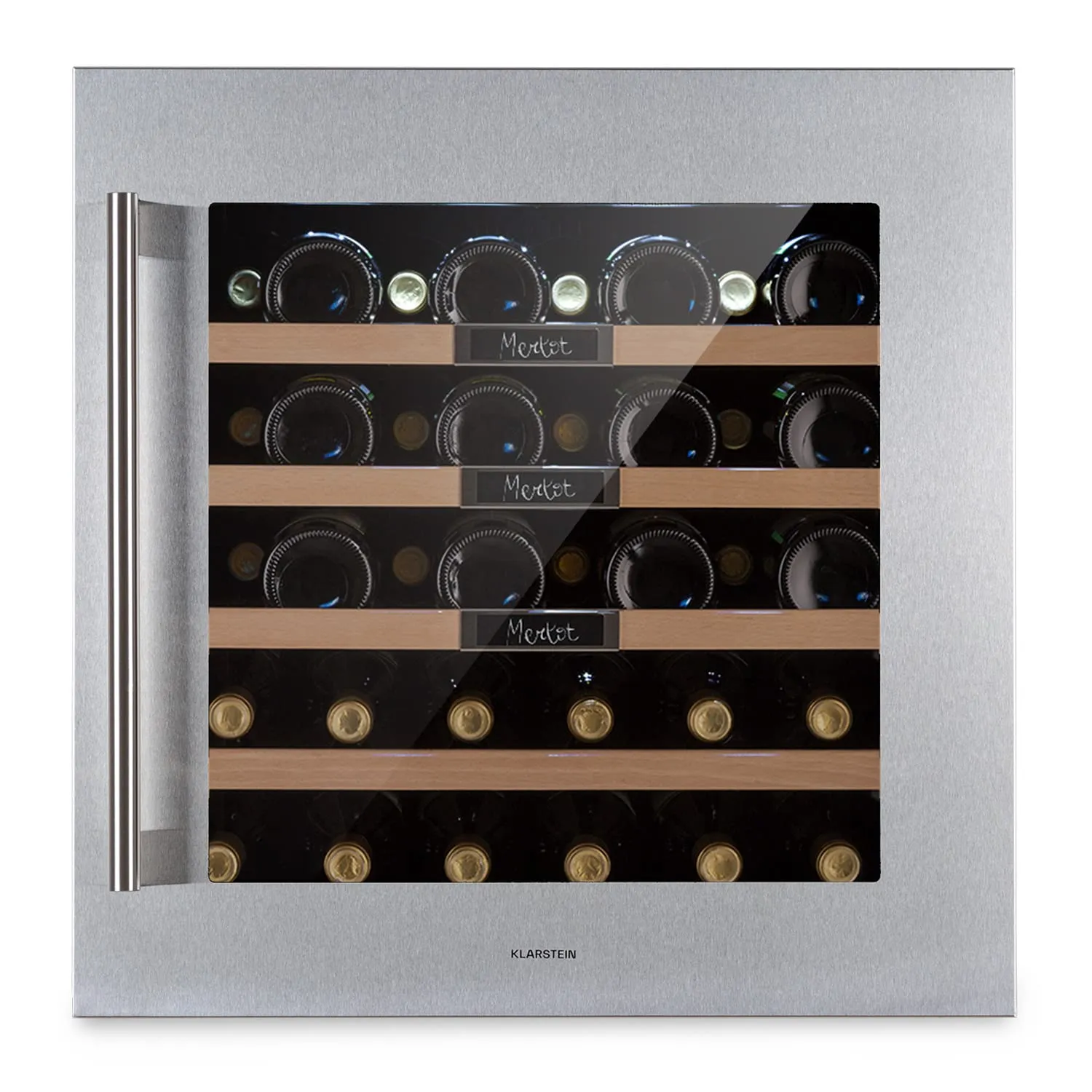 Klarstein Cantinetta Vino Refrigerata a Zona Singola per Interno/Esterni, Frigo Bar, Cantina Vino con Vetrina, Mini Frigo con Protezione UV, Frigorifero Piccolo Touch Control 5-20°C, 92L 36 Bottiglie