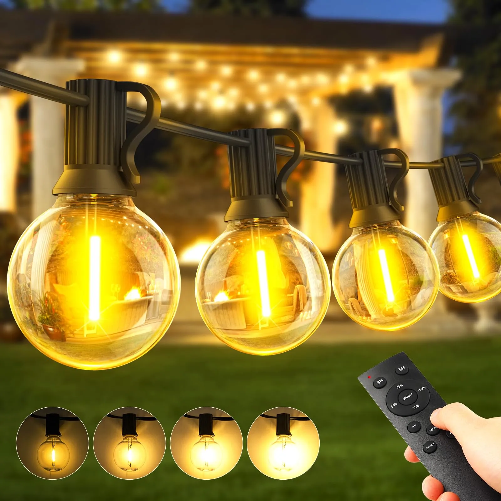 30 Metri-Esterno-Luci-Giardino-Catena-LED-Lampadine-Luminosa-Gazebo-Filo-Illuminazione-Balcone-Lucine-Terrazzo-Luce-Lampade Fila Interno Corrente Ghirlanda Serie Campeggio Outdoor Decorative Feste