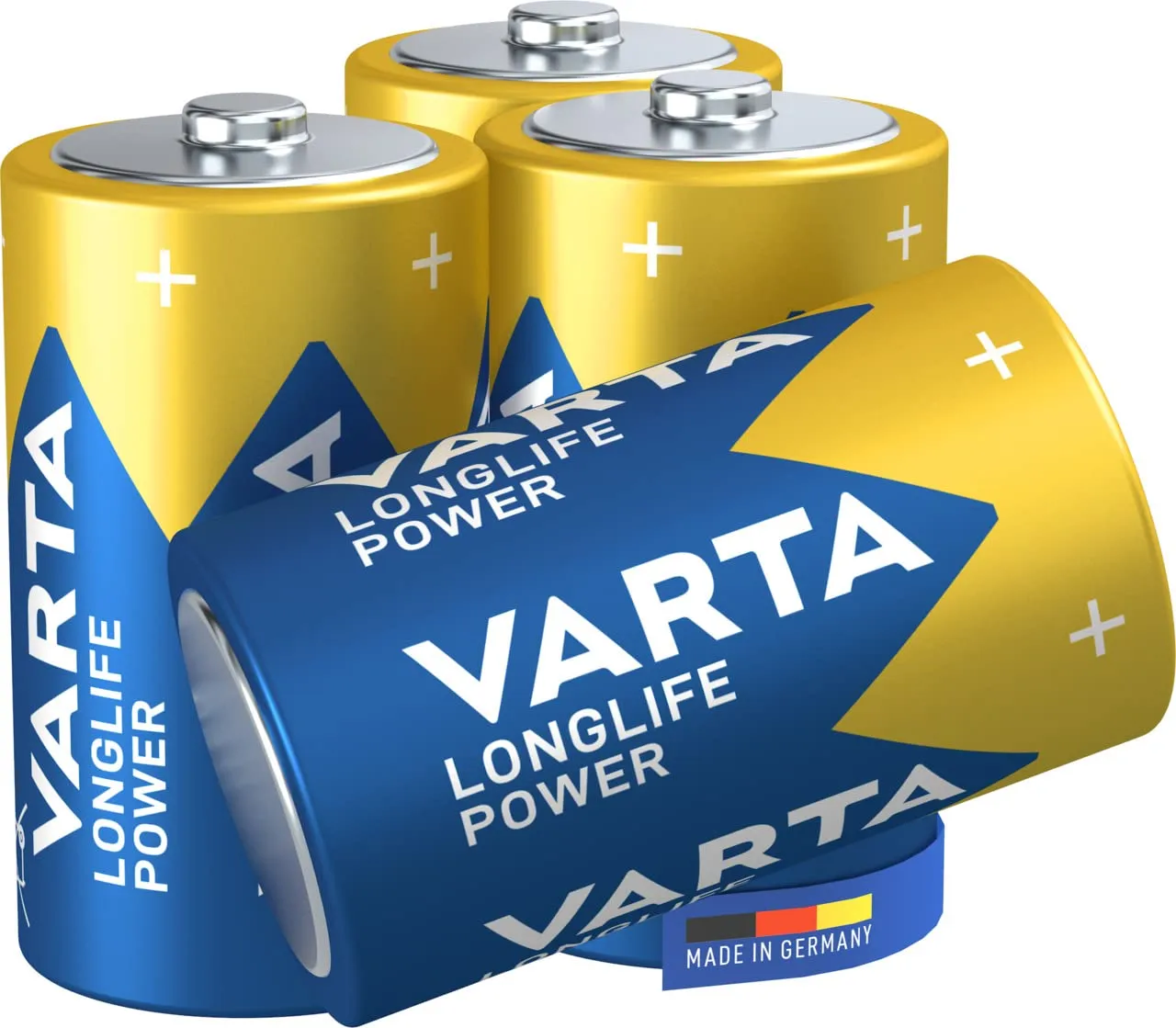 VARTA Longlife Power Batterie D Mono LR20 (pacco da 4) Batteria alcalina - Made in Germany - Ideali per giocattoli, torce, lettori CD e altri dispositivi a batteria