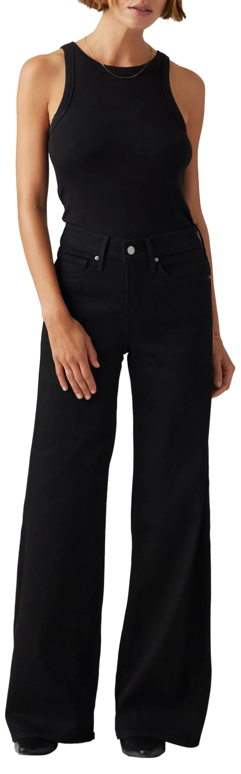 Levi's 318 Shaping Wide Leg Jeans, Soft Black, 29W / 30L Donna