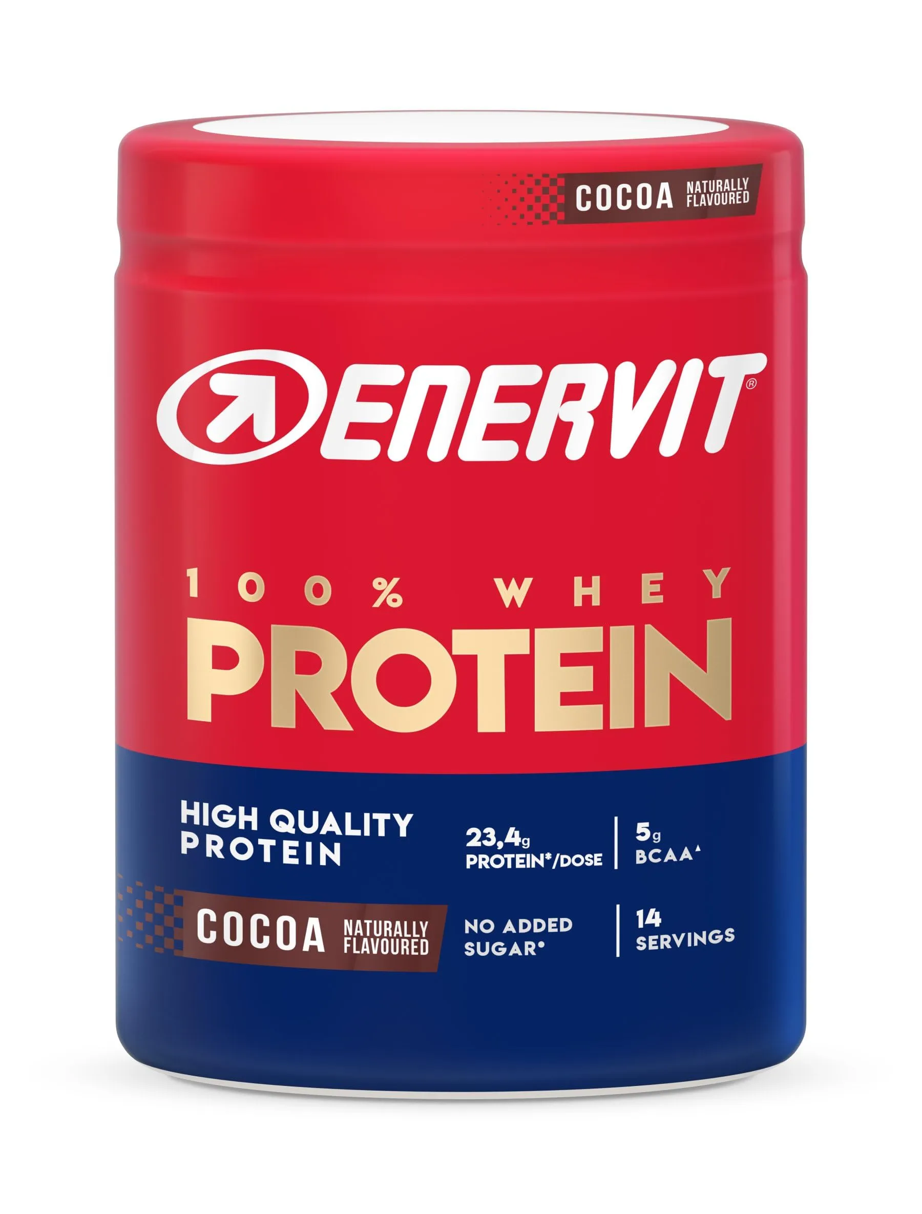 Enervit, 100% Whey Protein, Gusto Cacao, Ideale dopo l'Allenamento, Ricco di Vitamina B6, con Proteine dal Siero del Latte, Senza Zuccheri Aggiunti, Senza Glutine, Barattolo da 420 Grammi