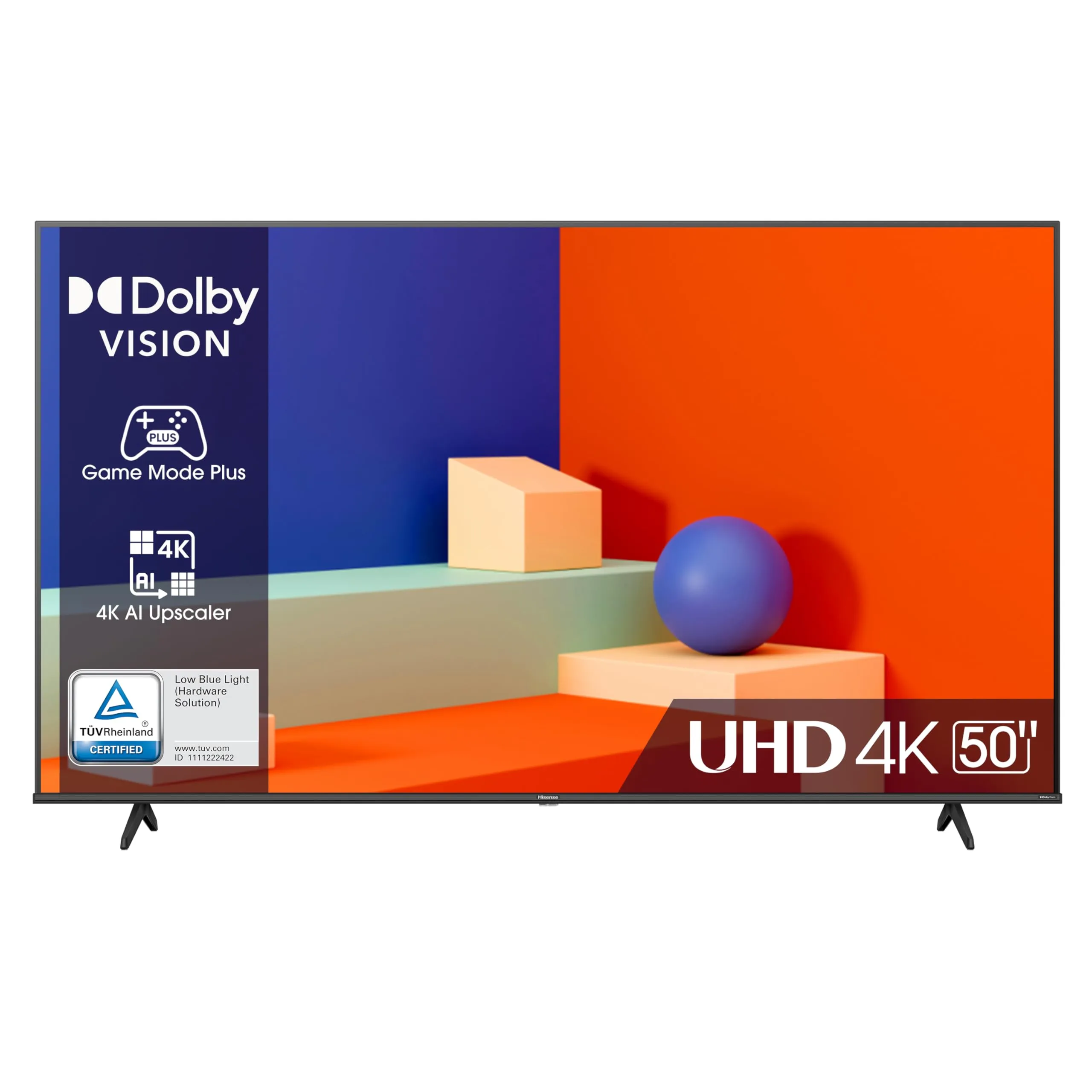Hisense 50" UHD 4K 2023 50E63KT, Smart TV VIDAA U6, Dolby Vision, HDR 10+, Game Mode Plus, Alexa Built-in, Tuner DVB-T2/S2 HEVC 10, lativù 4K