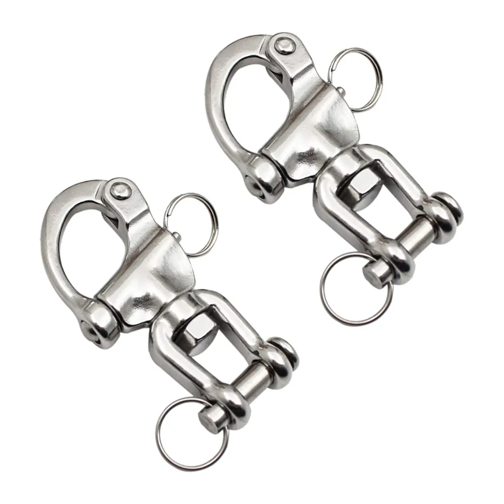 Pamtns Moschettone Girevole 2 Pezzi Moschettoni Acciaio Inox 316 Moschettone Inox Grillo con Moschettone Sgancio Rapido Moschettone per Barca Moschettoni Girevole per Barche a Vela 70 mm