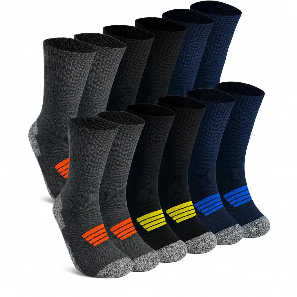 PS PROUTHS 6 Paia, Calze da lavoro uomo invernali, calze termiche uomo, tallone e punta rinforzati con interno in spugna, comode e morbide (IT, Numero, 40, 46, Regular, Regular, 3 Colori)