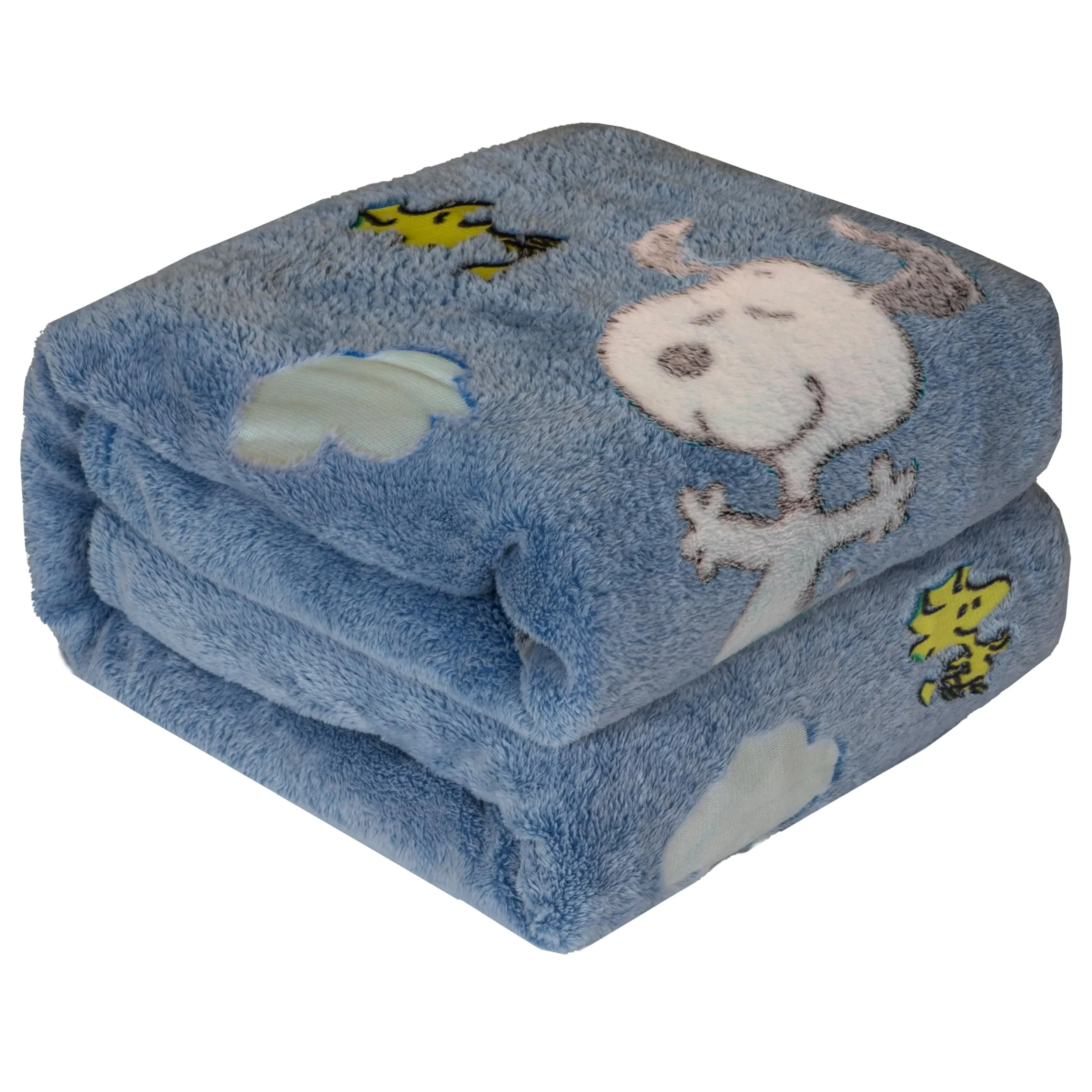 Kanguru Snoopy Glow in the Dark Blu, Soffice coperta pile che si illumina al buio, plaid microfibra, 130x150 cm, idea regalo Natale o Compleanno, bambino o bambino, ideale per camera o cameretta