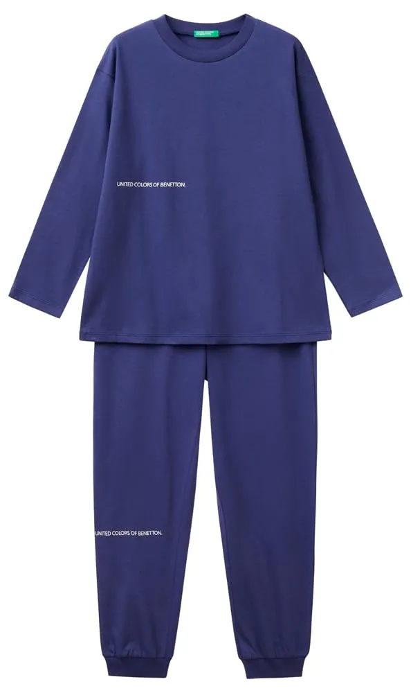 United Colors of Benetton Pig(Maglia+Pant) 30960P08D Set di Pigiama, Blu, L Bambino