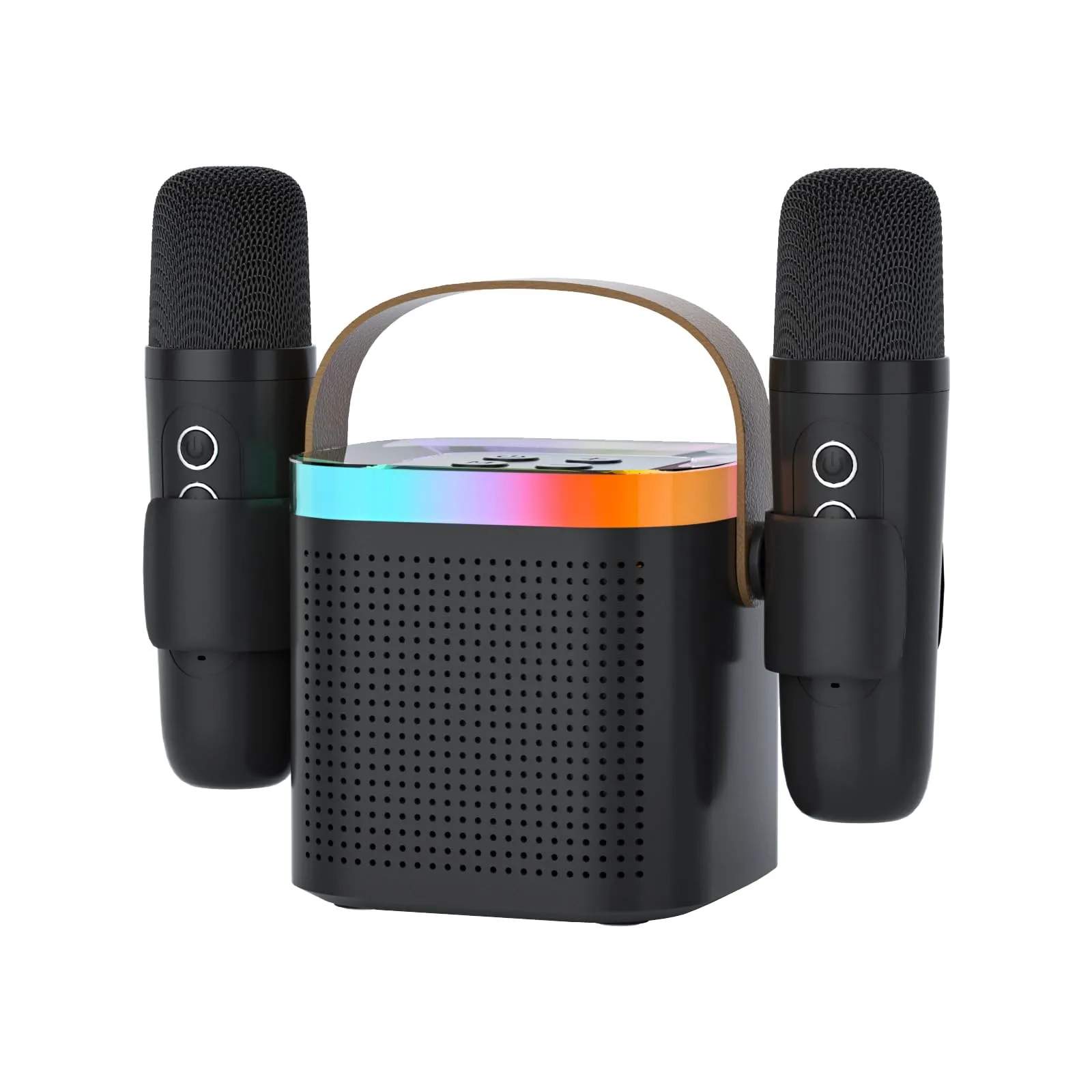 DRSYXCS Karaoke con Microfono, Karaoke Macchina per Bambini più 2 microfoni, altoparlante portatile bluetooth per karaoke con cambio di voce e luce a led (nero)