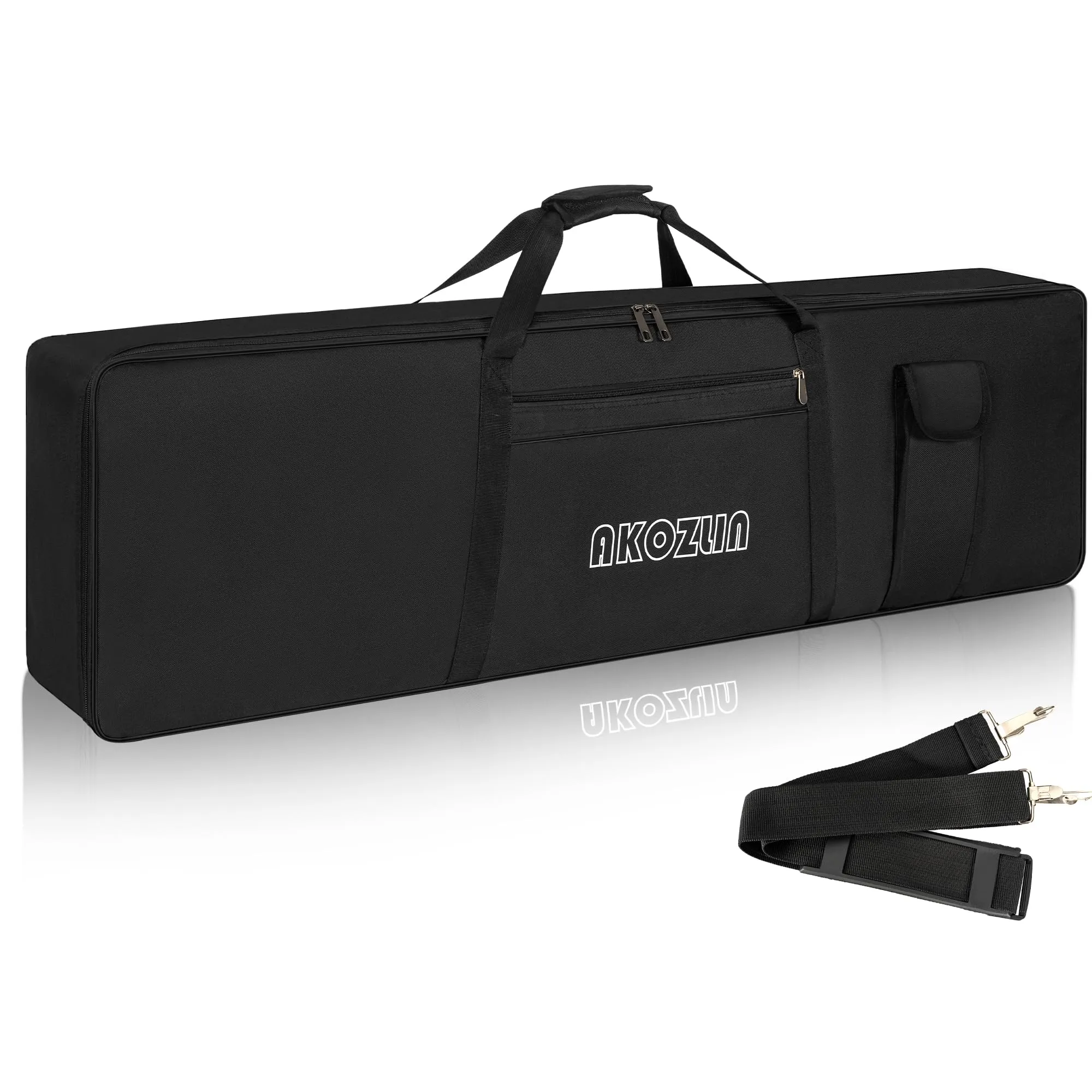 AKOZLIN Custodia imbottita portatile con 88 tasti, dimensioni 137,4 x 17 x 33,5 cm, borsa da concerto per tastiera elettrica (nero+giallo)