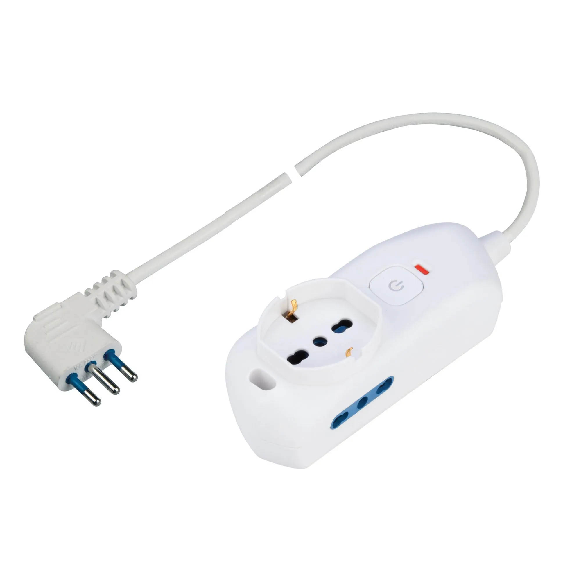 POLY POOL - PP2511XL MULTISIZE Ciabatta Multipresa Elettrica Presa Multipla 1 Presa P40 Pluristandard, 2 Prese Bivalenti Spina Salvaspazio Piccola 10 A 2P+T, Interruttore Sicurezza, 1,5 M Cavo