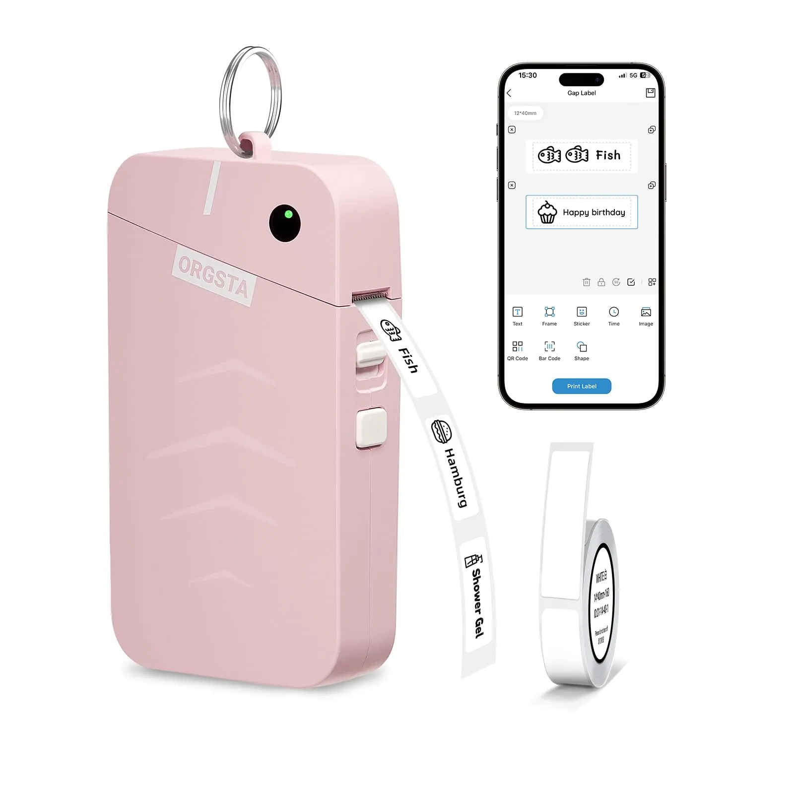 ORGSTA S001 Etichettatrice Etichette Adesive Stampante Bluetooth Mini Termica Portatile Stampa Printer per Casa Ufficio, Scuola, Negozio Personalizzate Lable Maker