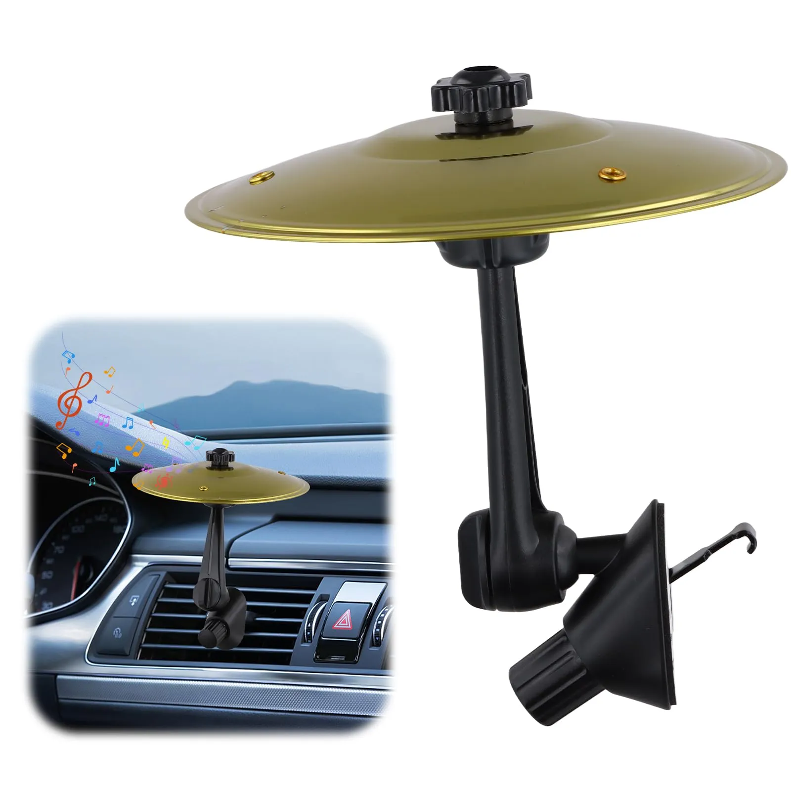 Piatti Crash per Auto, Regolabili a 360°, 2 Teste Girevoli, 14 cm Car Crash Cymbal, Mini Piatto per Batteria Musica Per Bocchette Di Ventilazione Auto, Strumenti Musicali Decorazioni