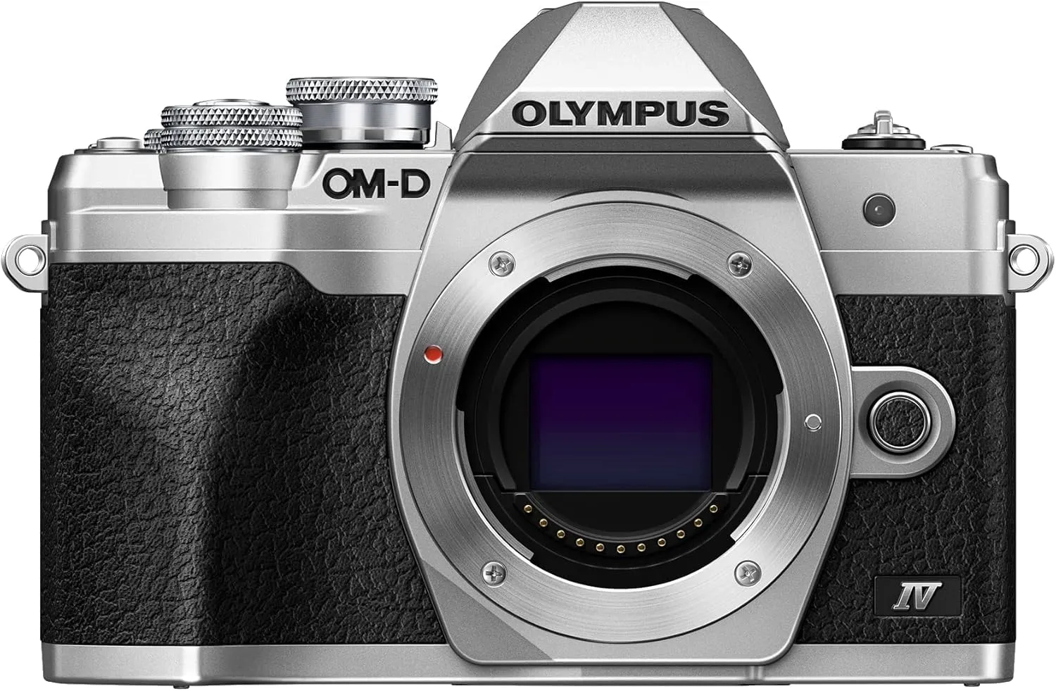 Fotocamera Olympus OM-D E-M10 Mark IV con sistema Micro Quattro Terzi Olympus, sensore da 20 MP, schermo LCD per selfie, mirino elettronico, video 4K, potente messa a fuoco automatica, Wi-Fi, argento