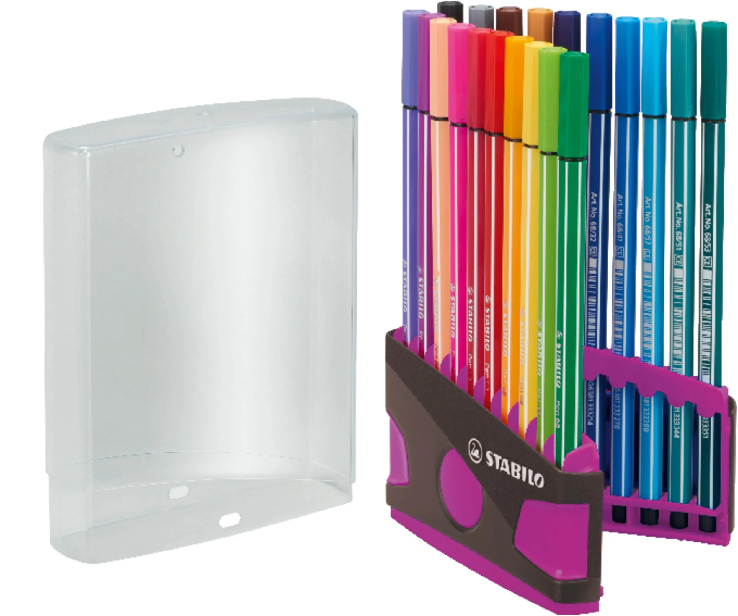 STABILO Pen 68 - Pennarello Premium - Colorparade - Astuccio da 20 con gancio - antracite/rosa - 20 colori assortiti