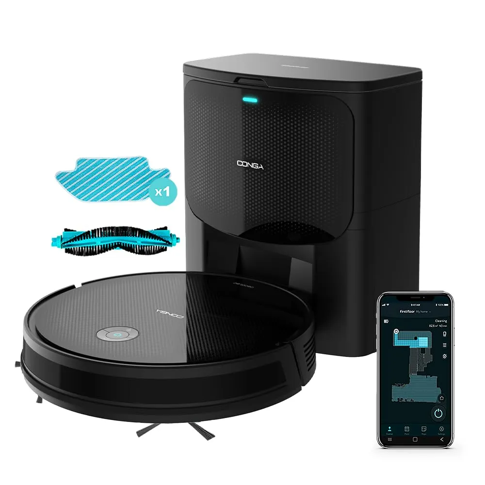 Cecotec Robot Aspirapolvere Conga 2499 Ultra Home Advanced. Base Autopulente, Tecnologia Giroscopica, 2100Pa, App, Spazzola Multifunzionale, 2 Spazzole, Mocio, Rilevamento Automatico Sacchetto 3L