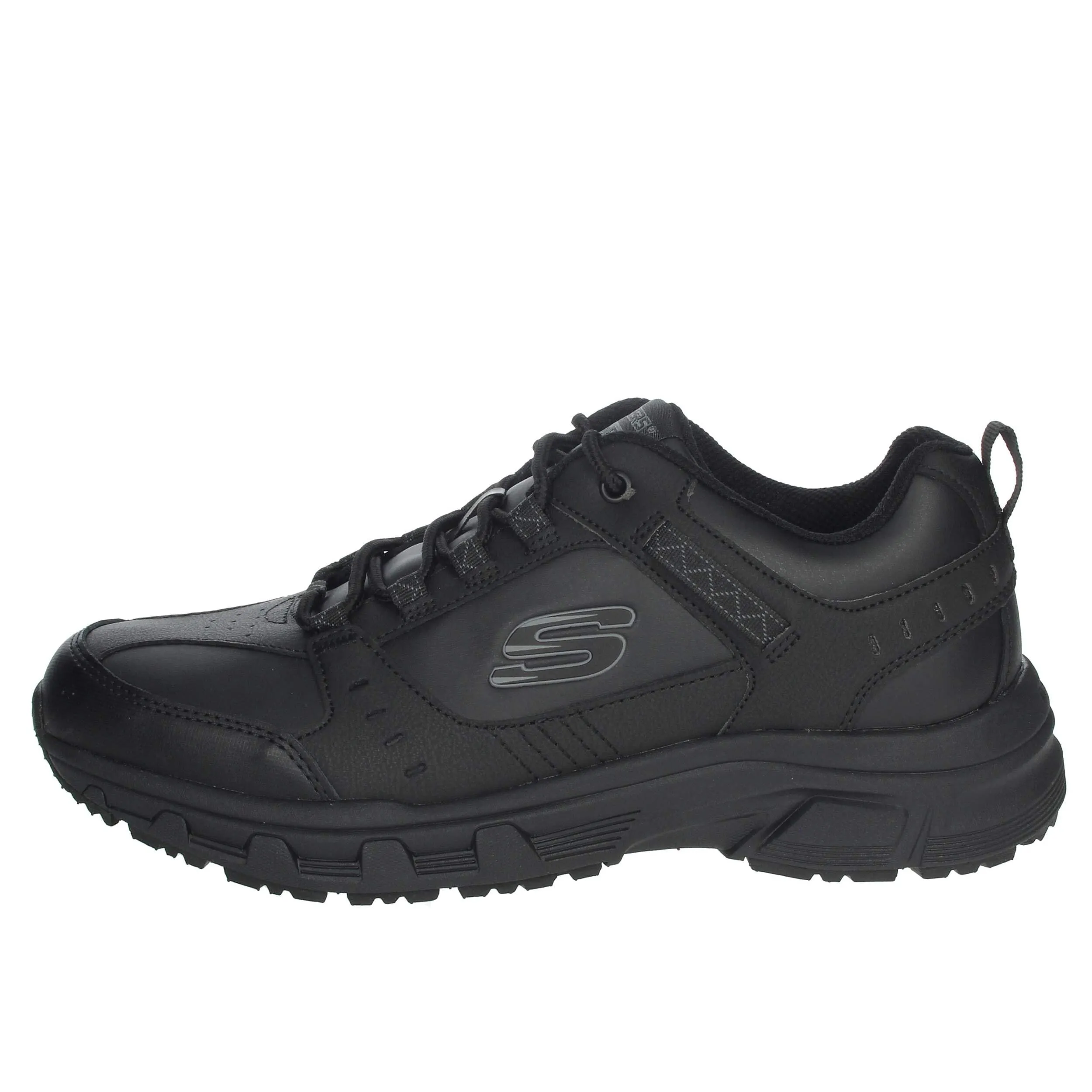 Skechers Oak Canyon Redwick Uomo Formatori, Black Leather Synthetic Textile Black Trim, 46 EU