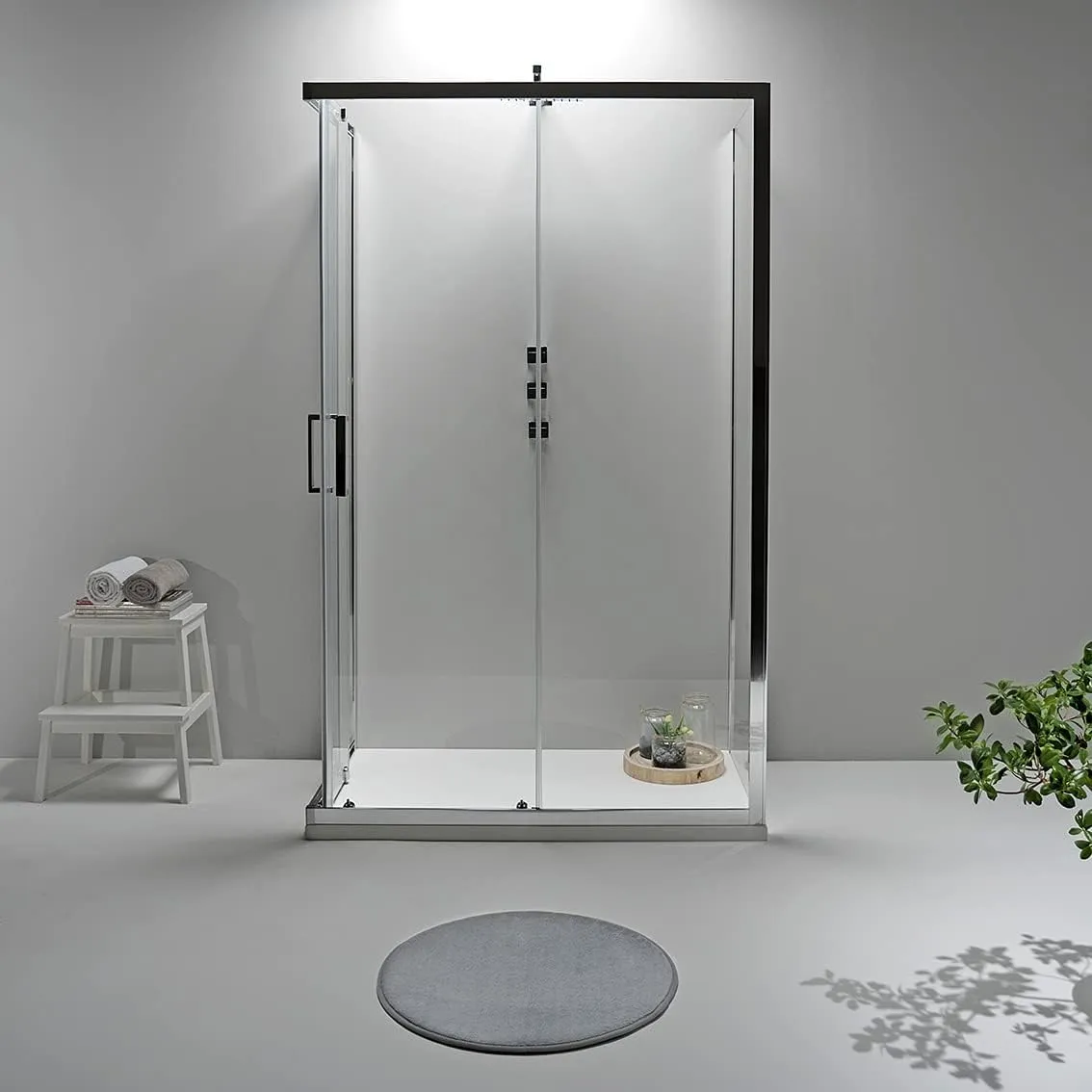 Box Doccia 3 Lati 70x90x70 cm x h190 - Cabina Doccia con Porta Scorrevole, Cristallo Temperato 6mm, Trasparente e Anticalcare con Profilo in Alluminio Cromato e Chiusura Magnetica