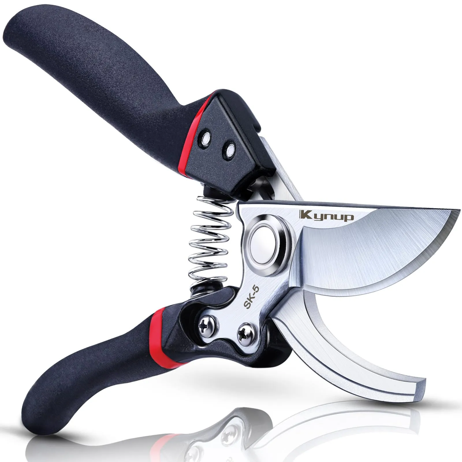 Kynup Forbici Cesoie, Forbici da Giardino Professionali, Lama Affilata in Acciaio SK-5, Forbici da Potatura Forti e Antiruggine (Nero)