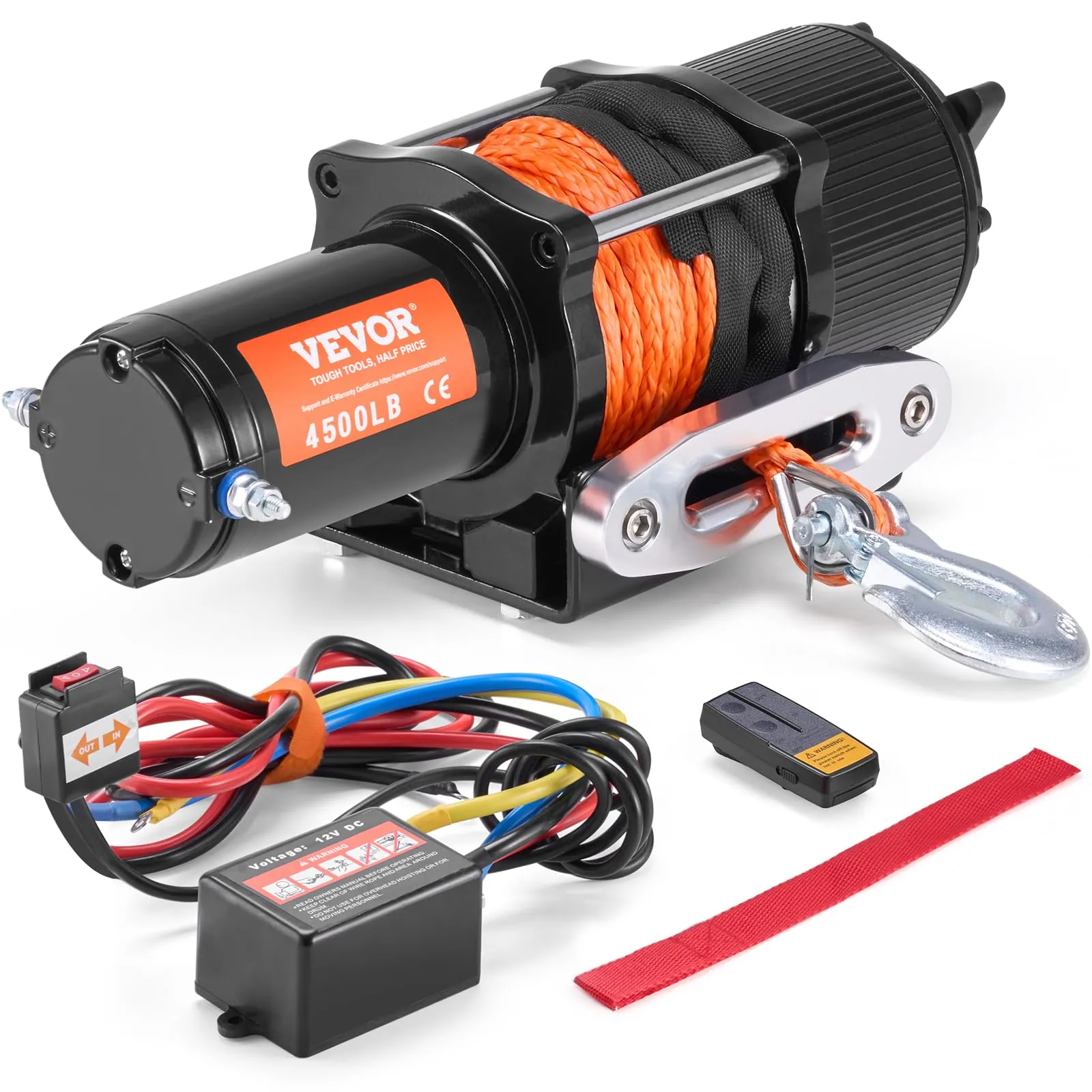 VEVOR Electric Winch, 4500 lb Verricello Elettrico, Nero