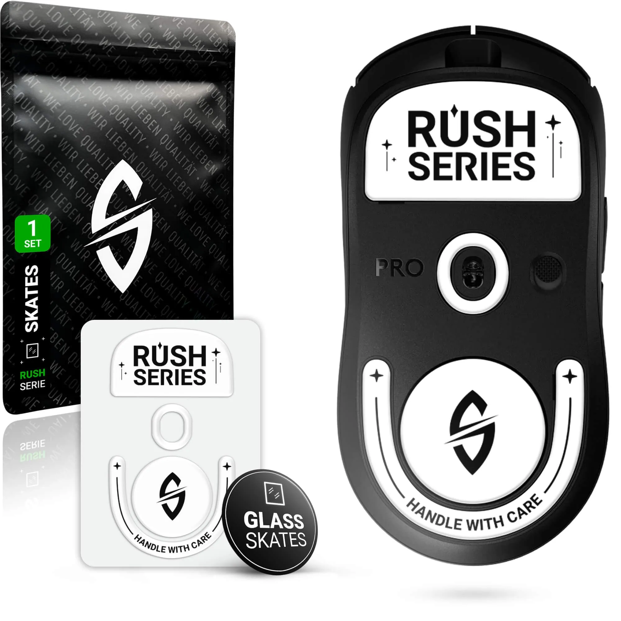 SensoryBoost Set di piedini in vetro Rush per Logitech G PRO X Superlight 2 - Ultra veloce e delicato, lucidato, bordi arrotondati, enorme durata - Piedini di ricambio per mouse, pattini - Accessori p