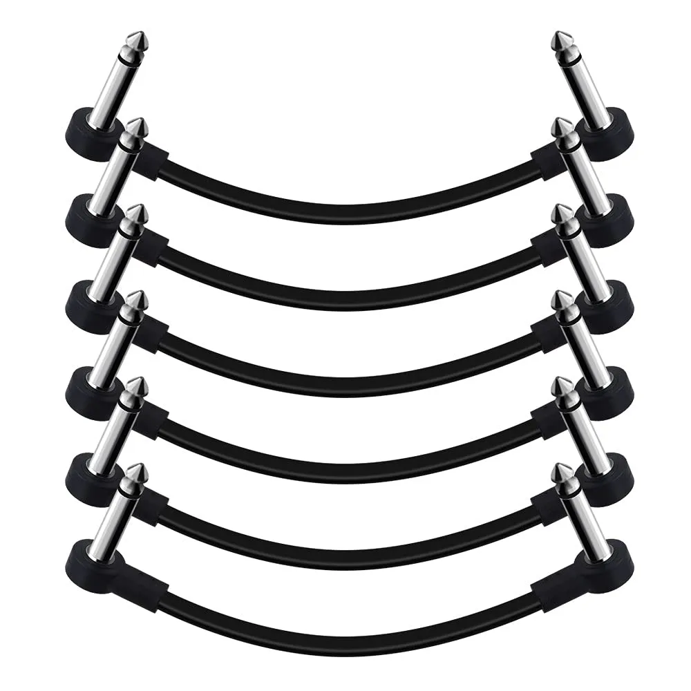 SONICAKE Cavi Patch per Effetti per Chitarra 15cm Cavetto per Strumenti Musicali 6.35mm TS Mono Cavetto per Pedaliera 6 unità