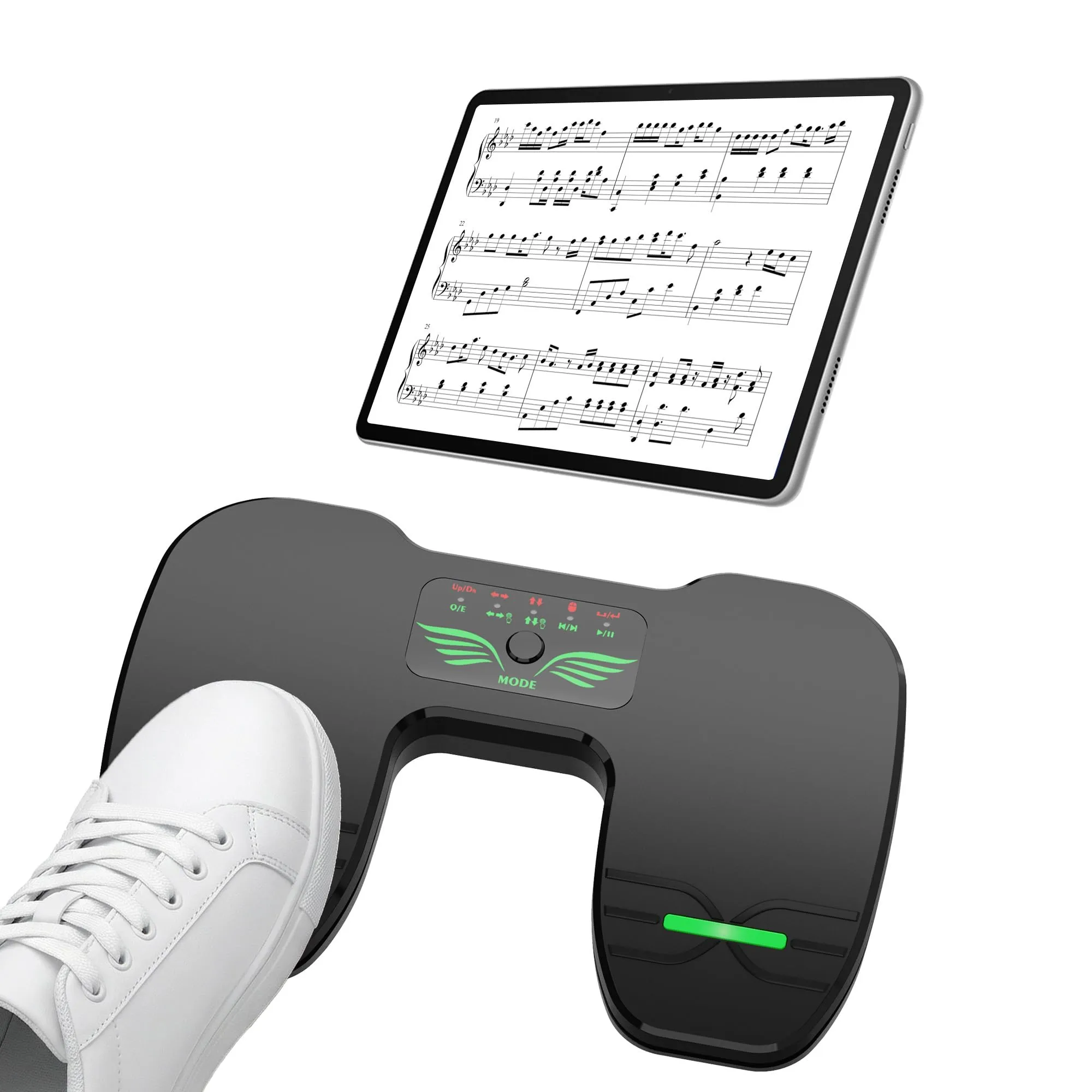Bluetooth Page Turning Pedale: interruttore a pedale Bluetooth – Controllo di lettura musicale ricaricabile per tablet smartphone