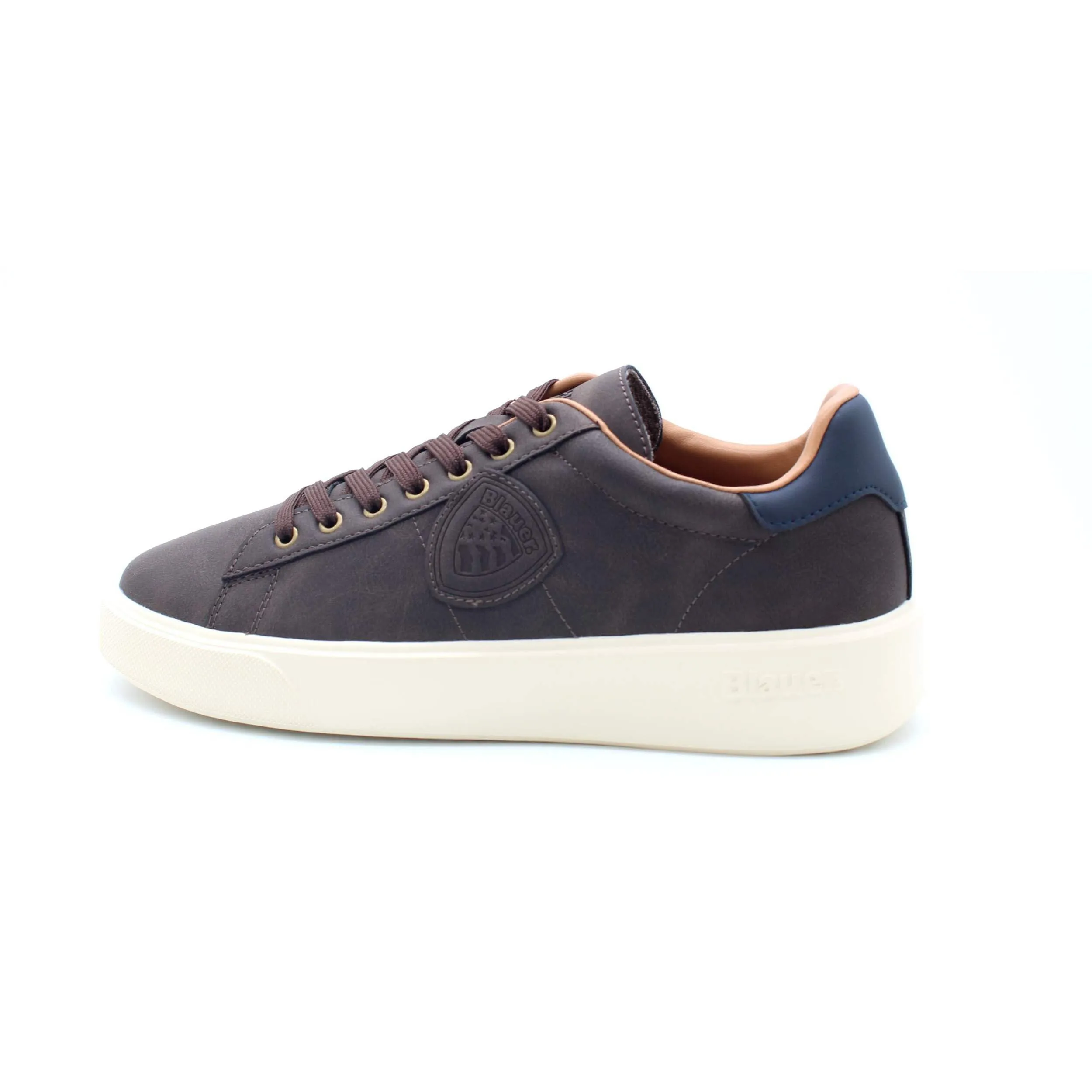 Blauer F5buk01 Sneakers Con Lacci In Ecopelle Da Uomo DARK BROWN/NAVY 43