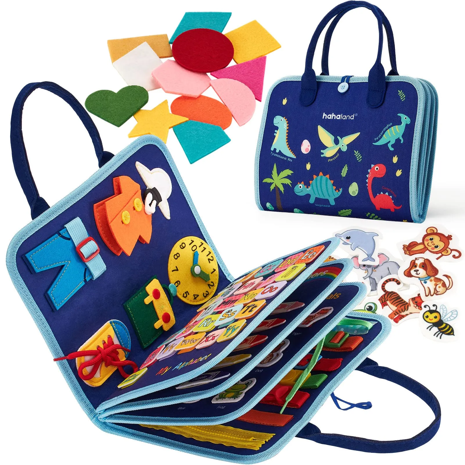 hahaland Giochi Montessori 2 Anni Busy Board di Feltro - Montessori 2 3 4 Anni Pannello Sensoriale Quiet Book - Giochi Educativi Bimba Bimbo Regalo Compleanno Natale