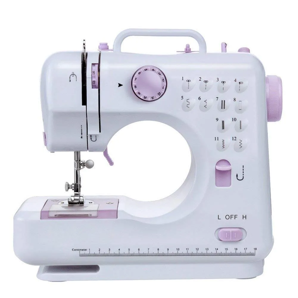 Macchina da cucire multifunzionale a 12 aghi domestica elettrica portatile Doppio filo Cucitura inversa Due velocità