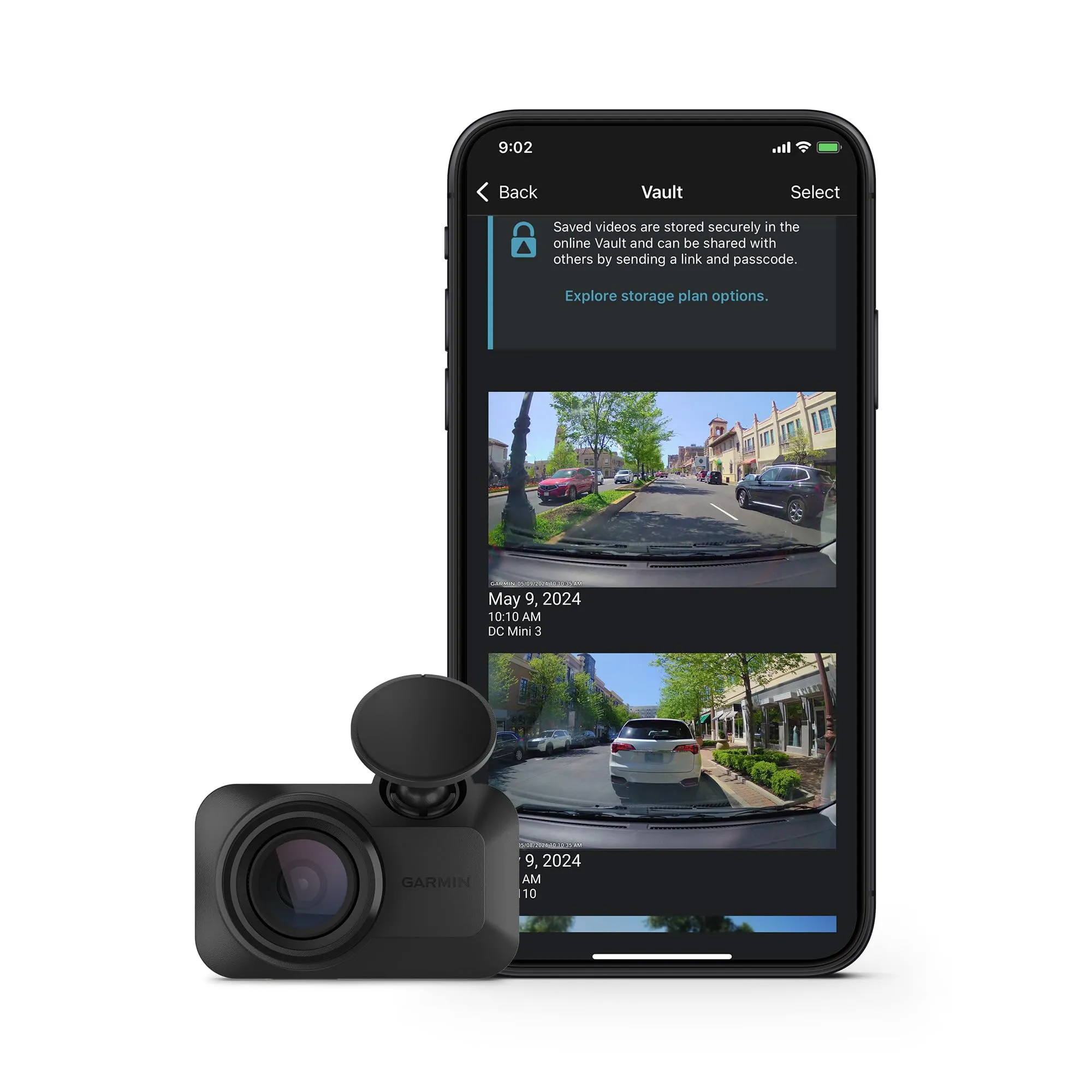 Garmin Dash Cam™ Mini 3, dash cam ultra compatta HD 1080p con un campo visivo di 140 gradi, polarizzatore Clarity™ integrato, controllo vocale, registrazione automatica