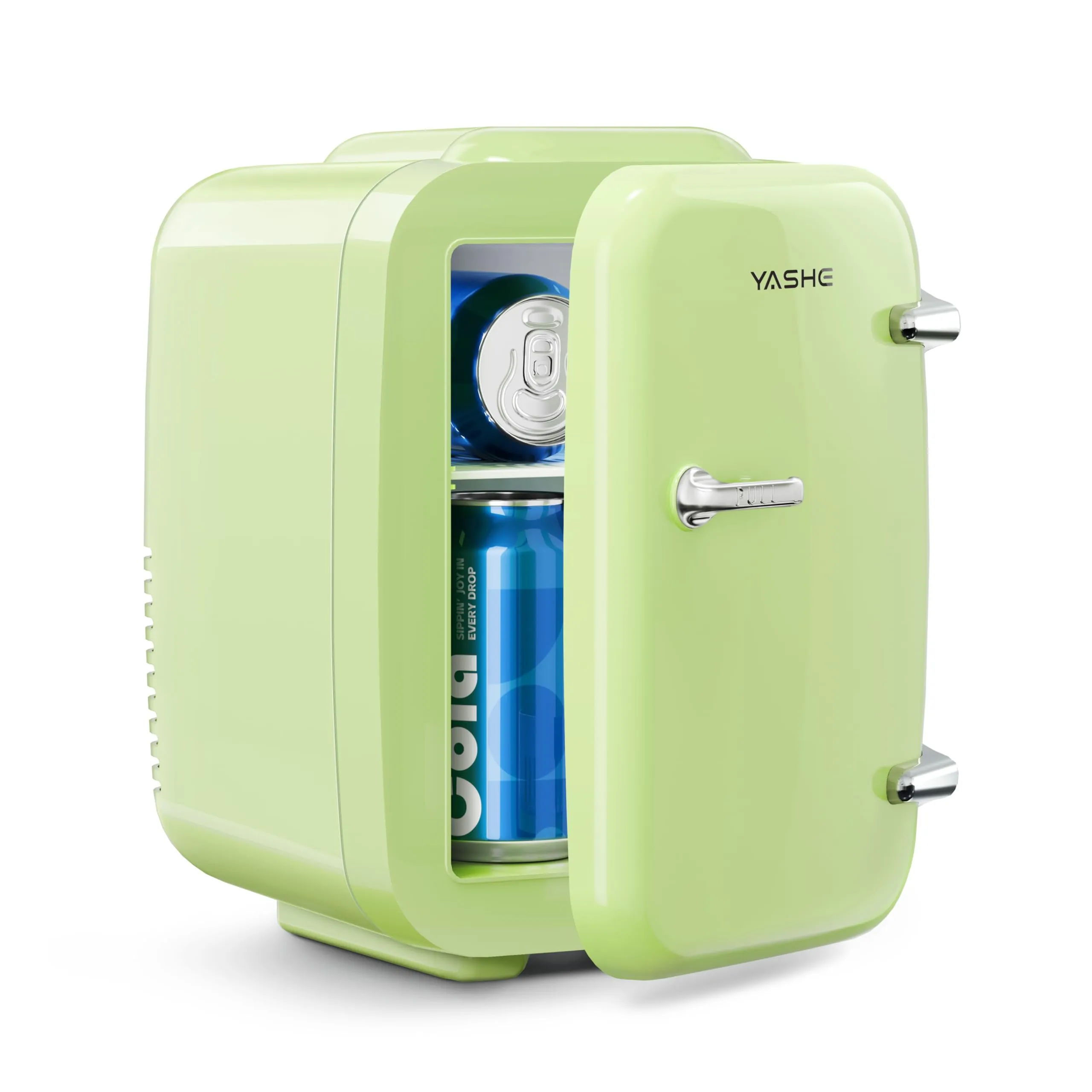 YASHE Mini frigo da camera, 4L frigorifero piccolo per la cura della pelle, 220V CA/12V CC, termoelettrico e scaldino per bevande, ufficio, dormitorio, auto, Verde